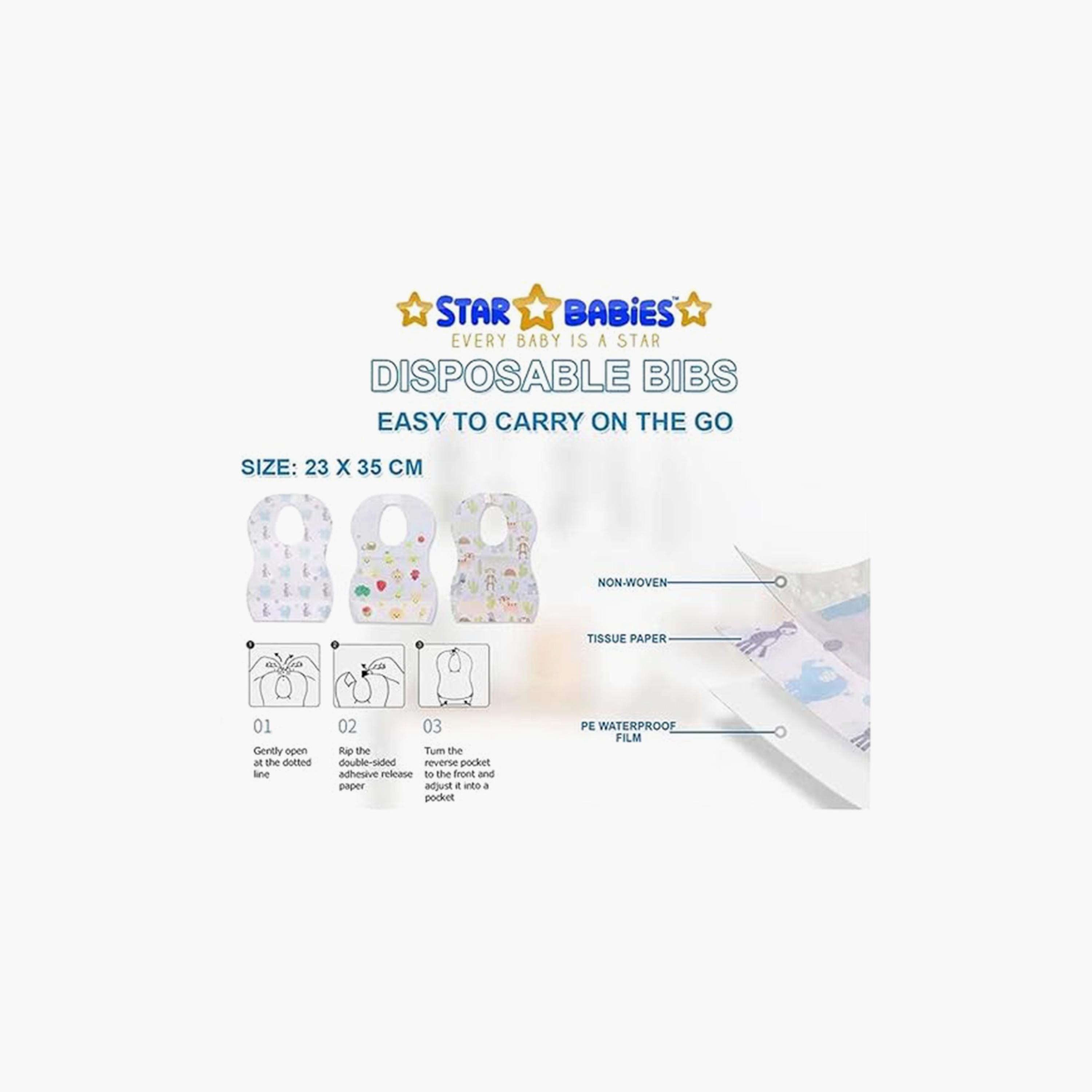 Star Babies 15-Piece Changing Mats, 75-Piece Scented Bags, Dispenser with 15-Piece Bibs Bundle-baby-feeding-bibs-image-4