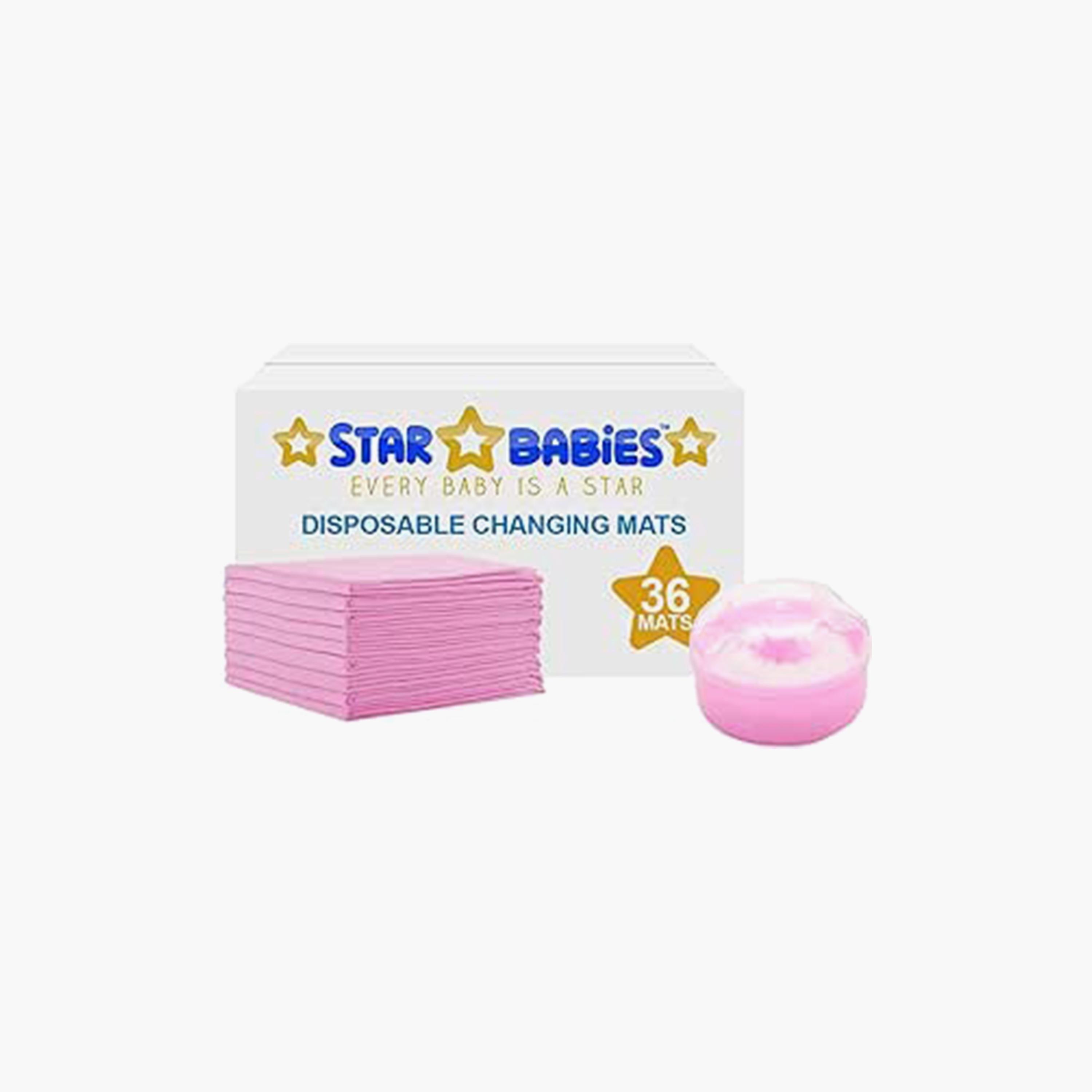 Star Babies 36-Piece Disposable Changing Mats with Powder Puff Bundle-baby-diapering-changingmats-image-1