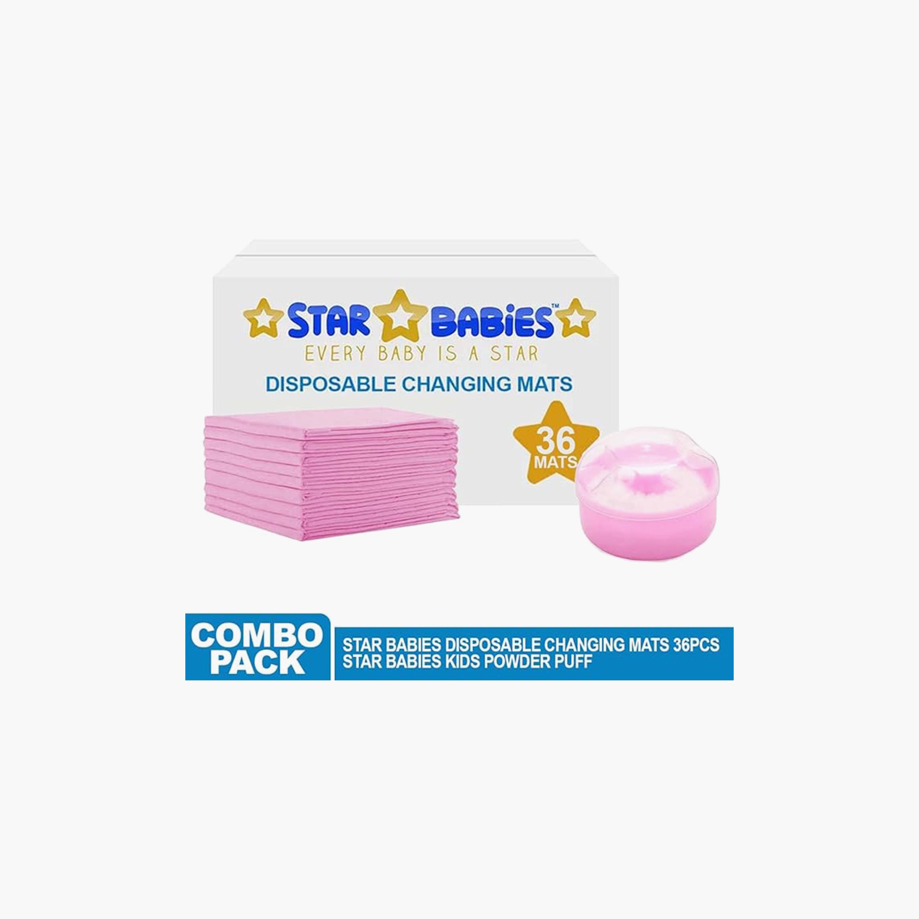 Star Babies 36-Piece Disposable Changing Mats with Powder Puff Bundle-baby-diapering-changingmats-image-3