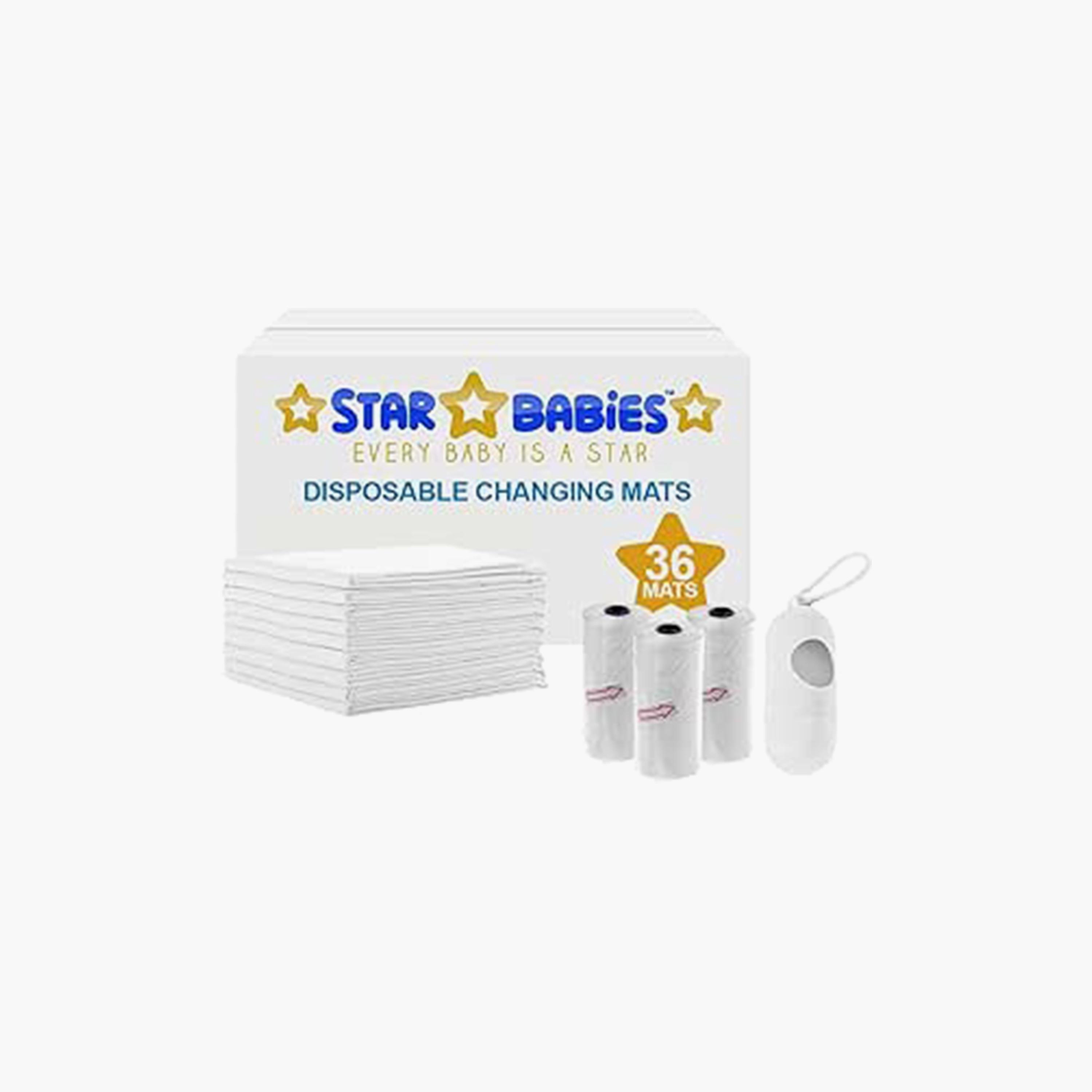 Star Babies 36-Piece Disposable Changing Mats, 45-Piece Scented Bags with Dispenser Bundle-baby-diapering-changingmats-image-1
