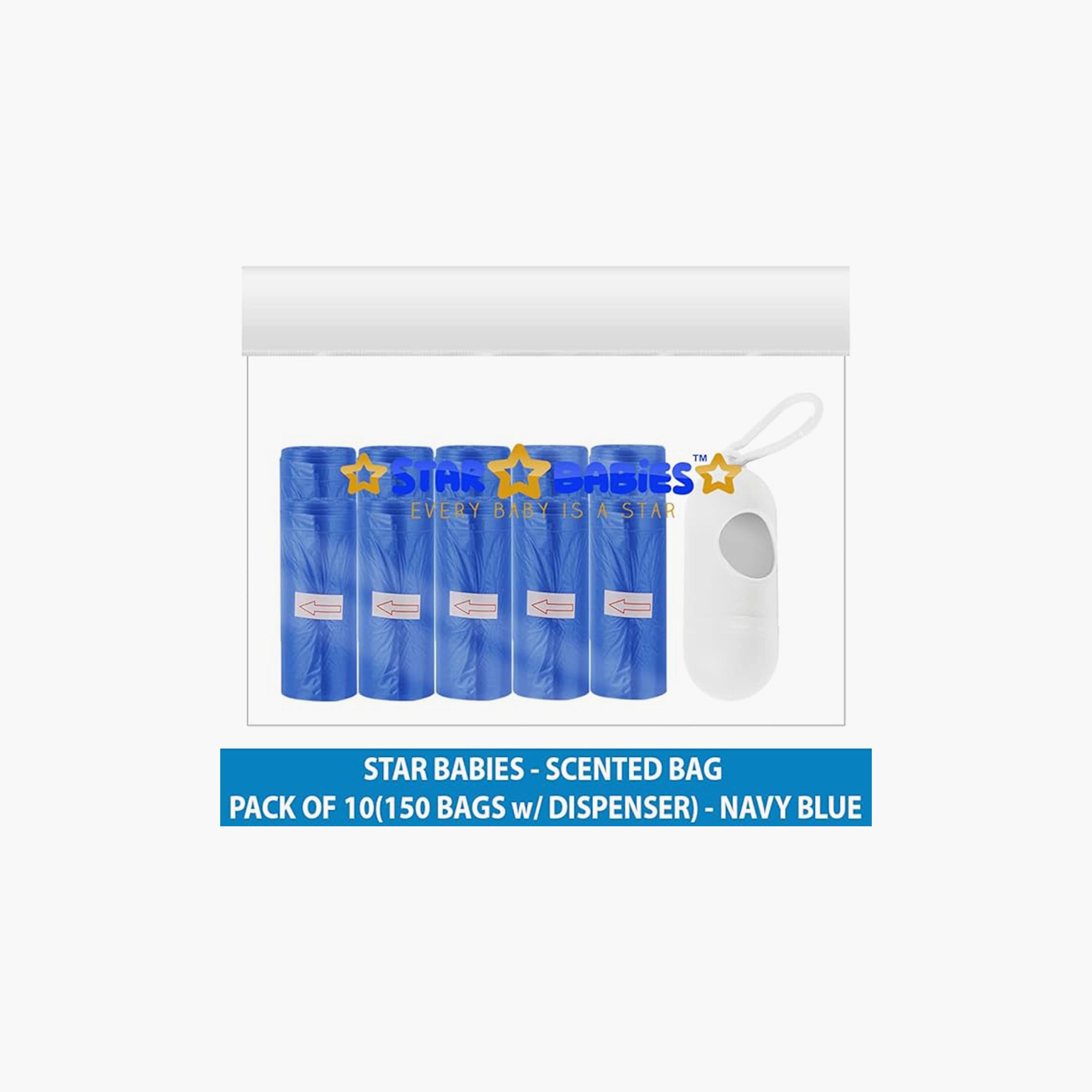 Star Babies 150-Piece Scented Bags with Dispenser, Navy Blue-baby-diapering-binsandrefills-image-3