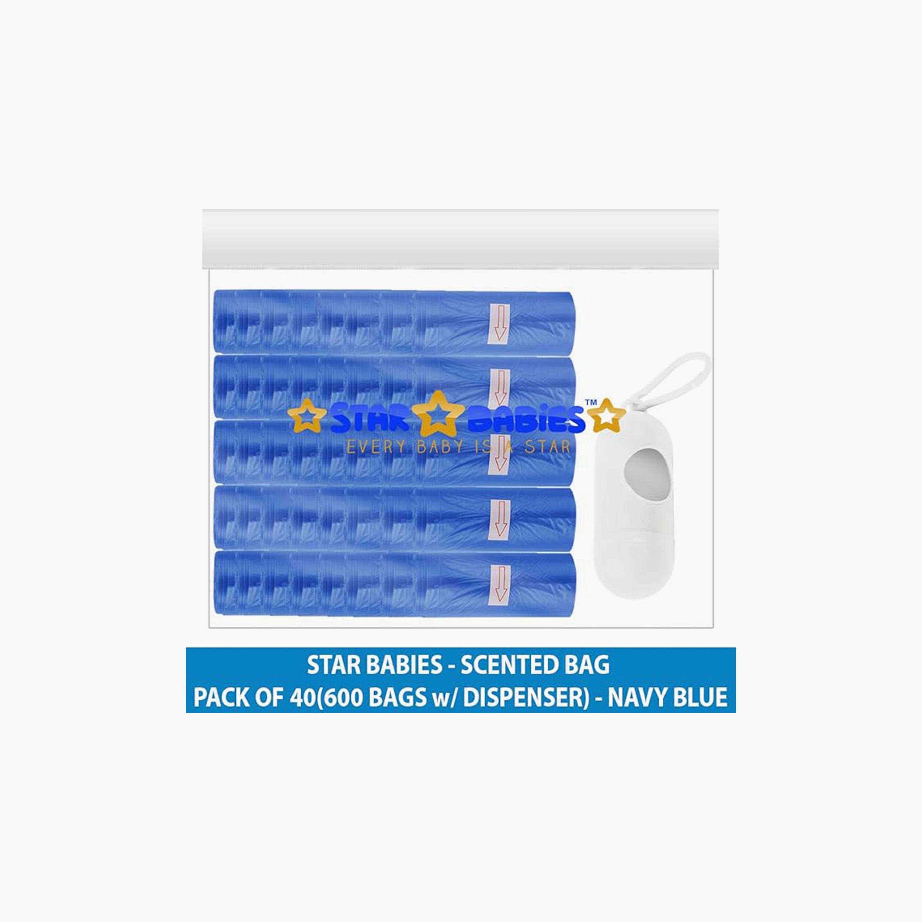 Star Babies 600-Piece Scented Bags with Dispenser, Navy Blue-baby-diapering-binsandrefills-image-3