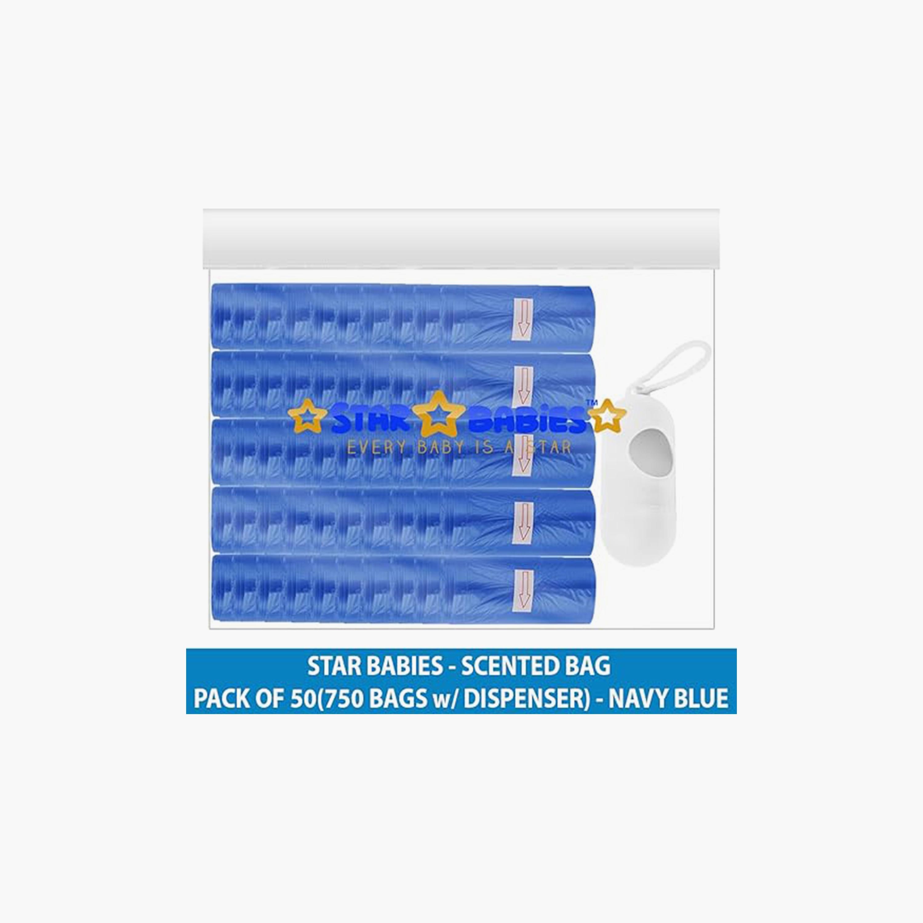 Star Babies 750-Piece Scented Bags with Dispenser, Navy Blue-baby-diapering-binsandrefills-image-3