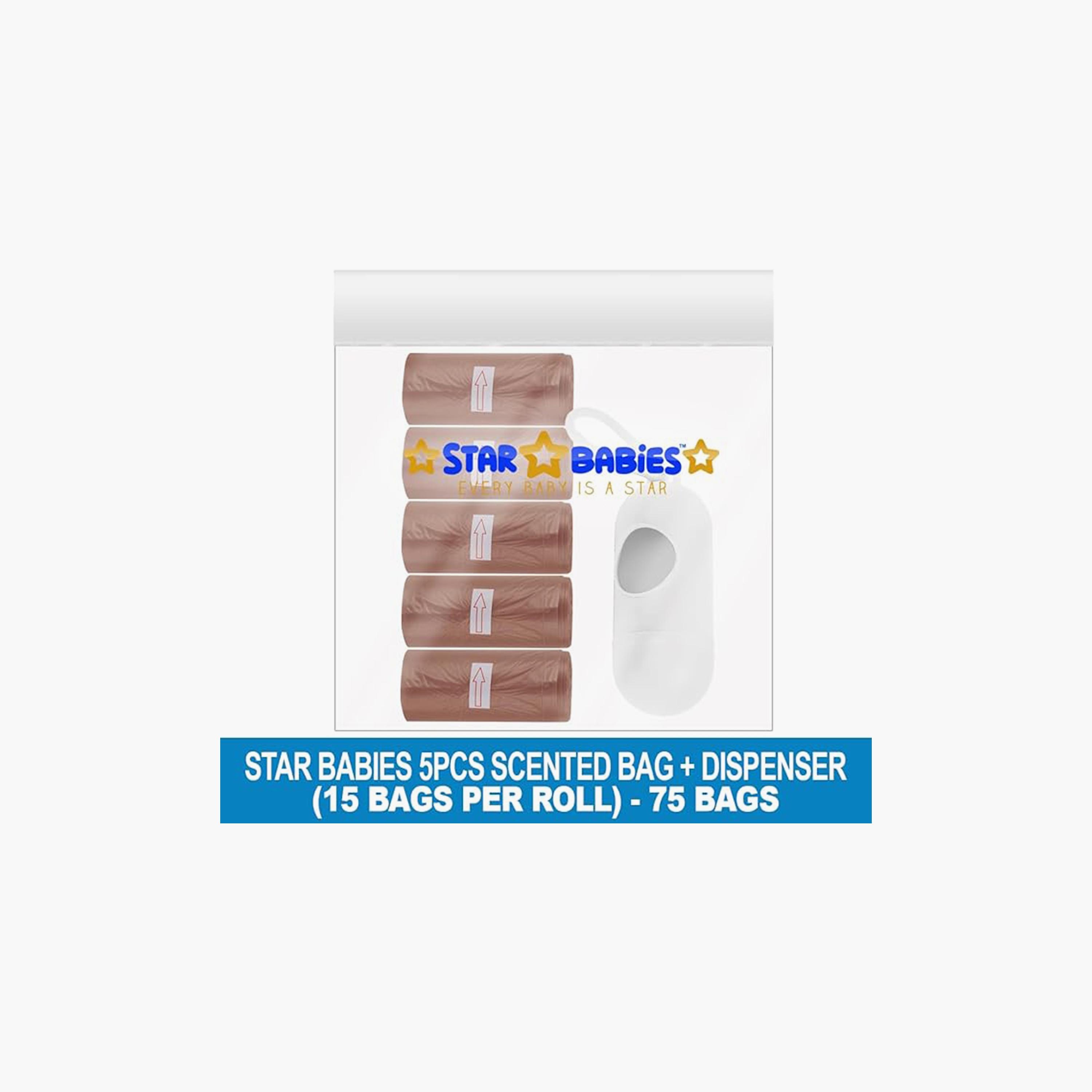 Star Babies 75-Piece Scented Bags with Dispenser, Brown-baby-diapering-binsandrefills-image-3