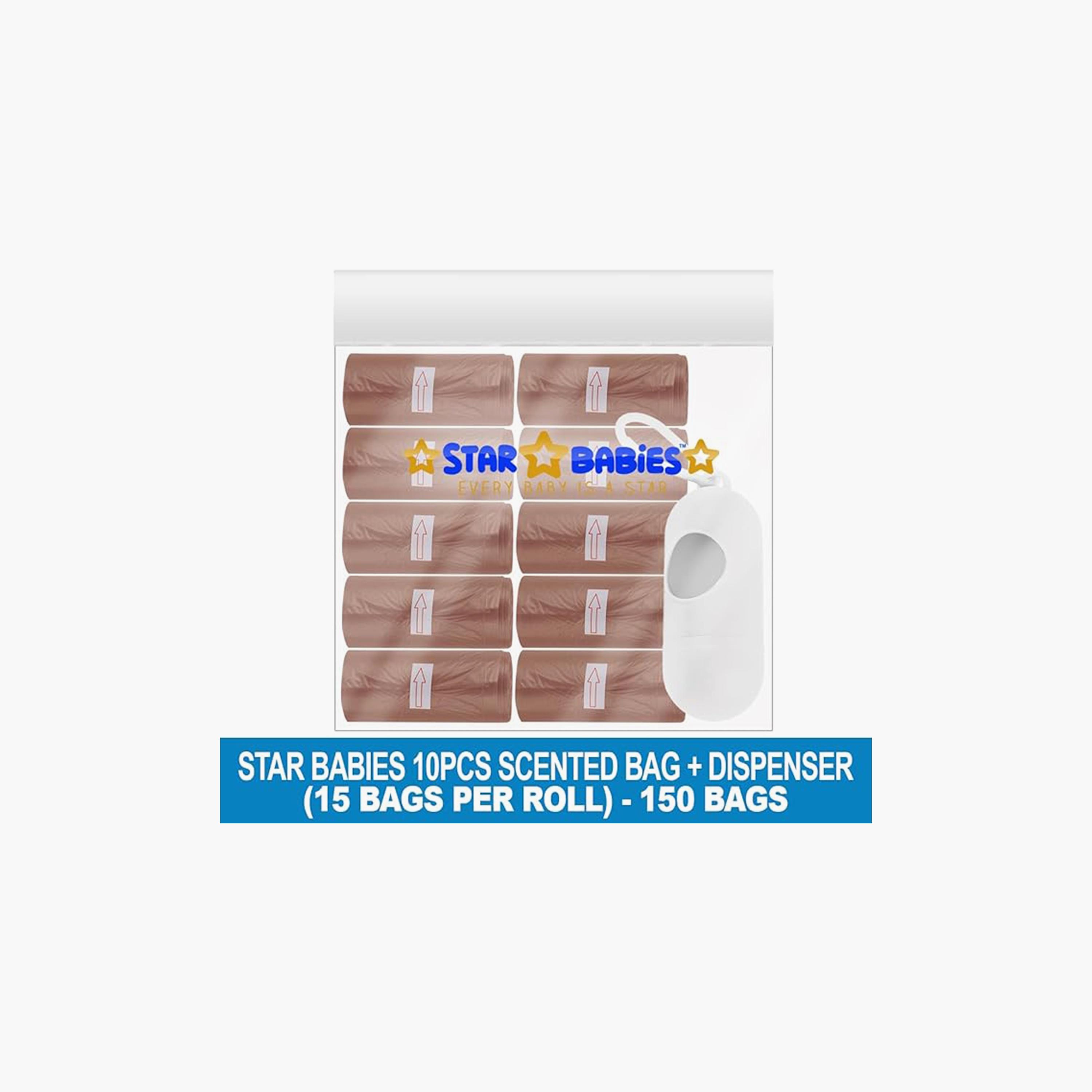 Star Babies 150-Piece Scented Bags with Dispenser, Brown-baby-diapering-binsandrefills-image-3