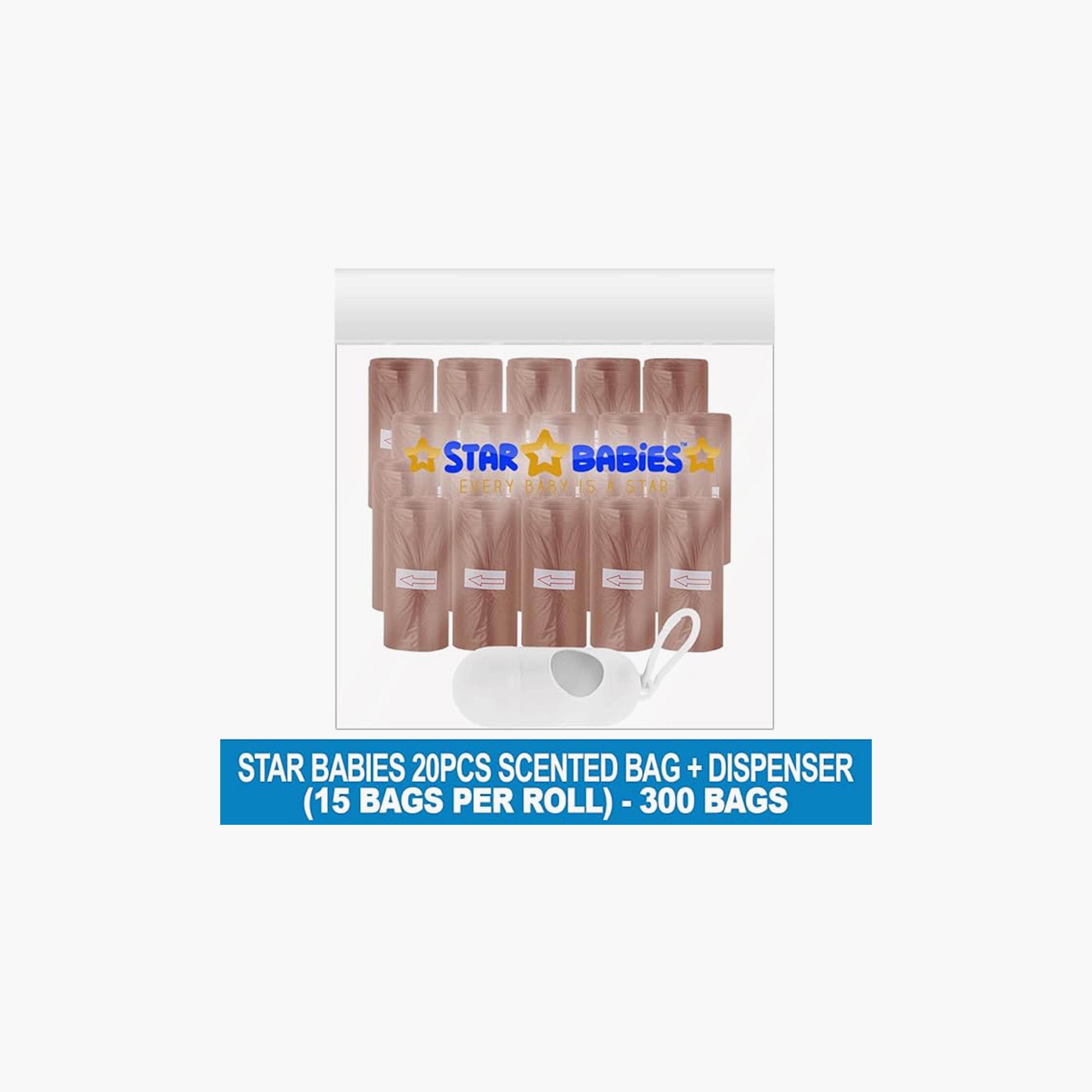 Star Babies 225-Piece Scented Bags with Dispenser, Brown-baby-diapering-binsandrefills-image-3