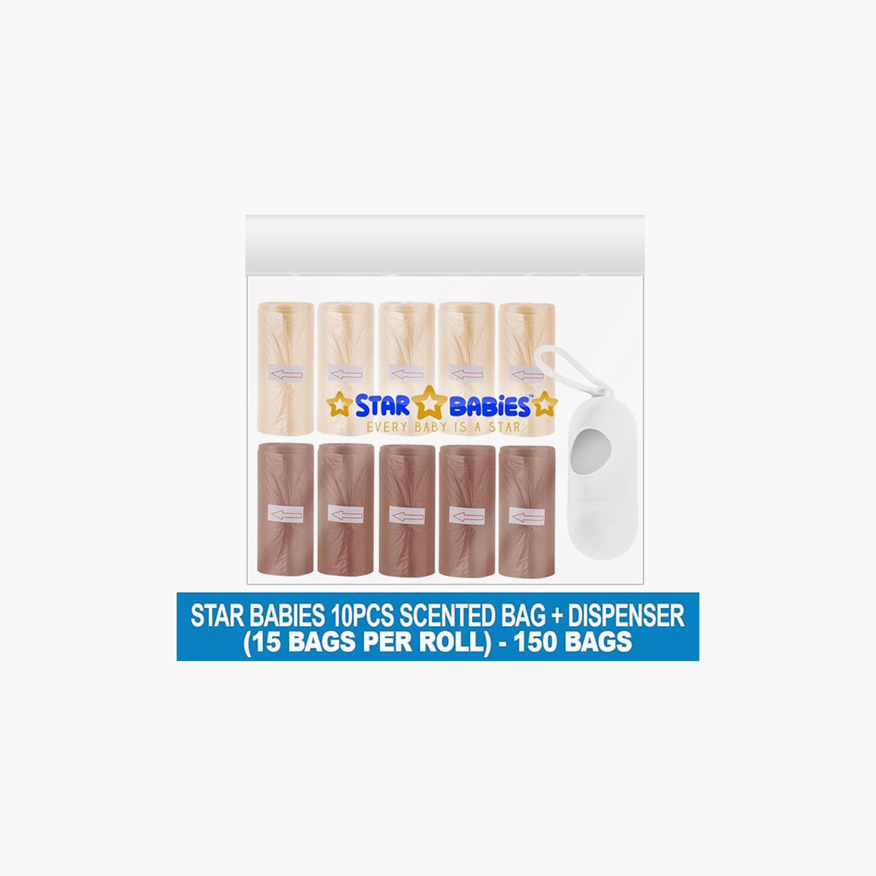 Star Babies 150-Piece Scented Bags with Dispenser, Brown-baby-diapering-binsandrefills-image-3