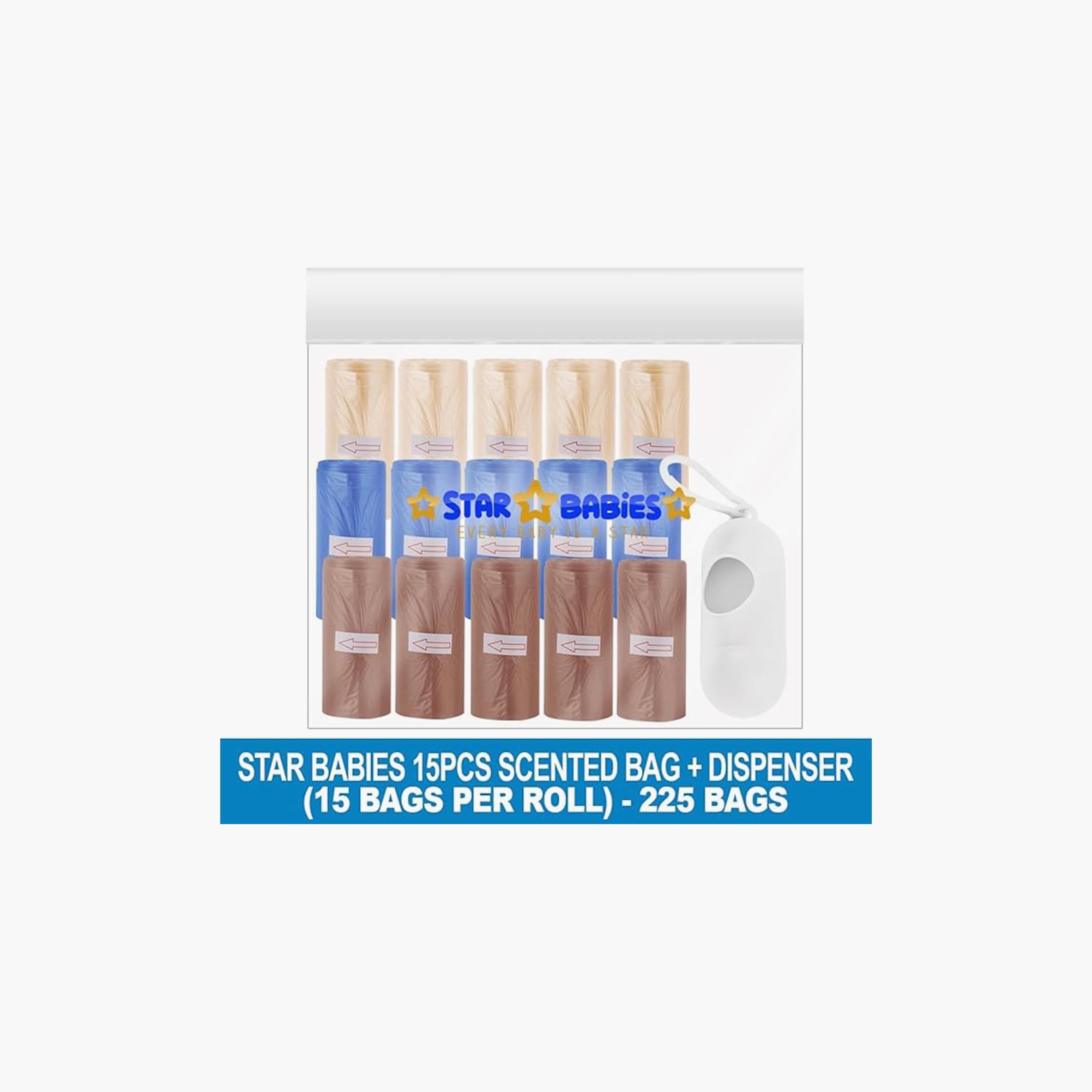 أكياس معطرة مع موزع من ستار بيبيز، 225 قطعة، أزرق داكن-baby-diapering-binsandrefills-image-3