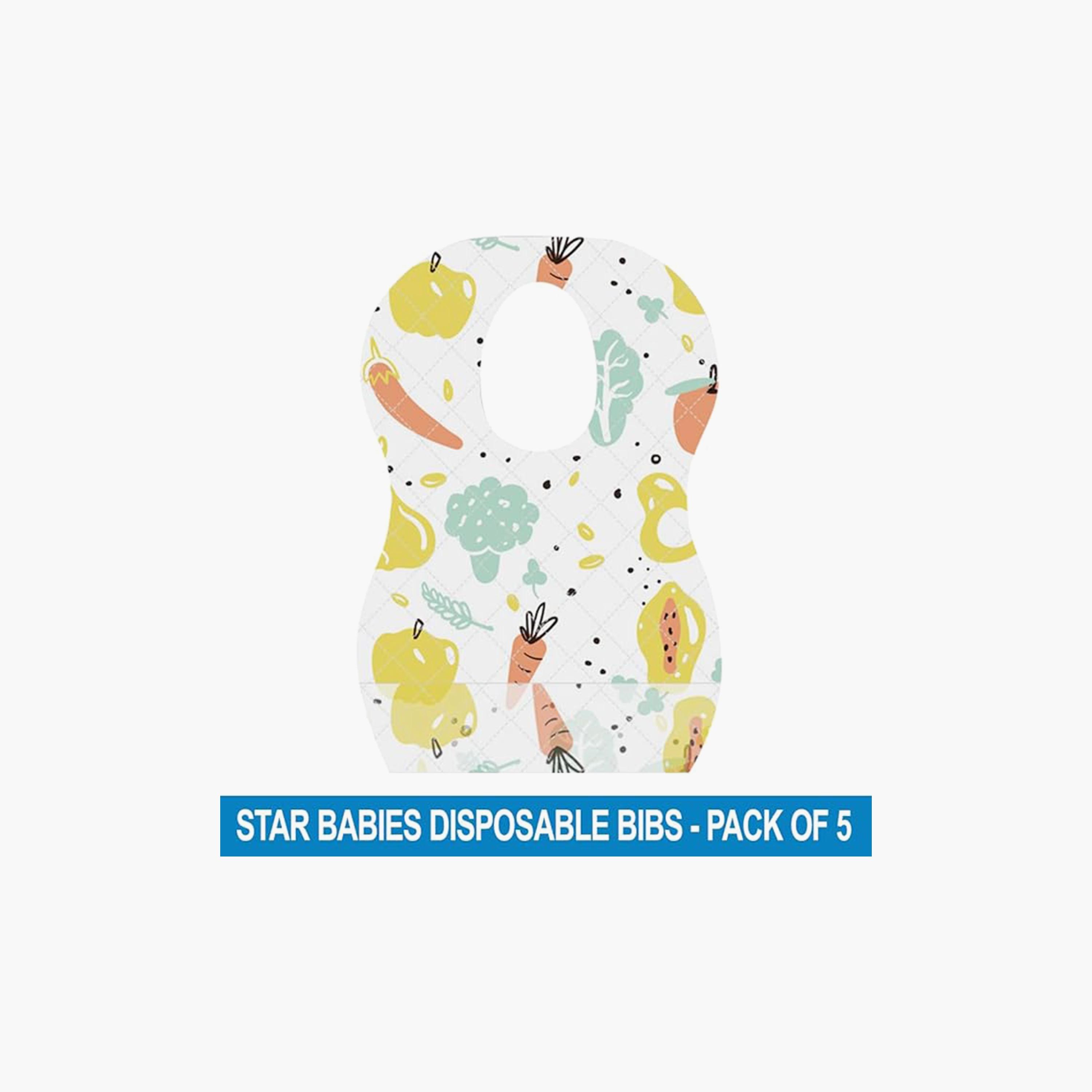Star Babies 5-Piece Disposable Bibs, Fruits Print New-baby-feeding-bibs-image-2