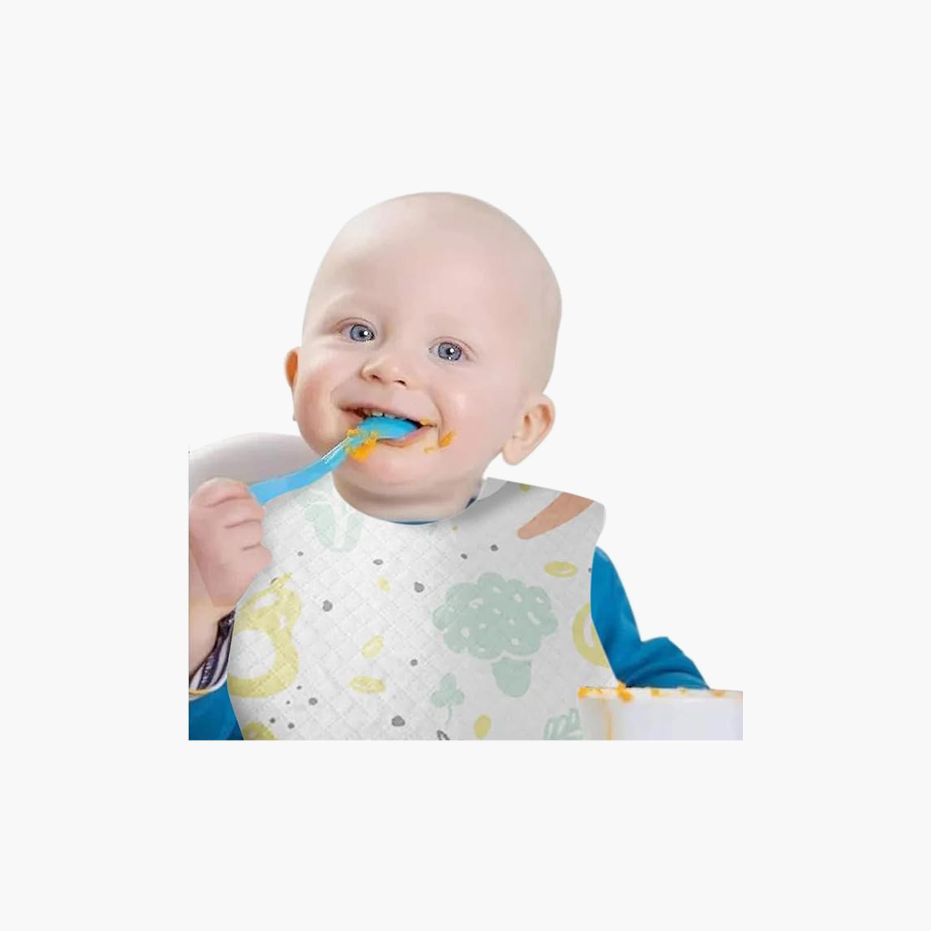 مرايل للاستعمال مرة واحدة من ستار بيبيز - 10 قطع، بطبعة فواكه-baby-feeding-bibs-image-4