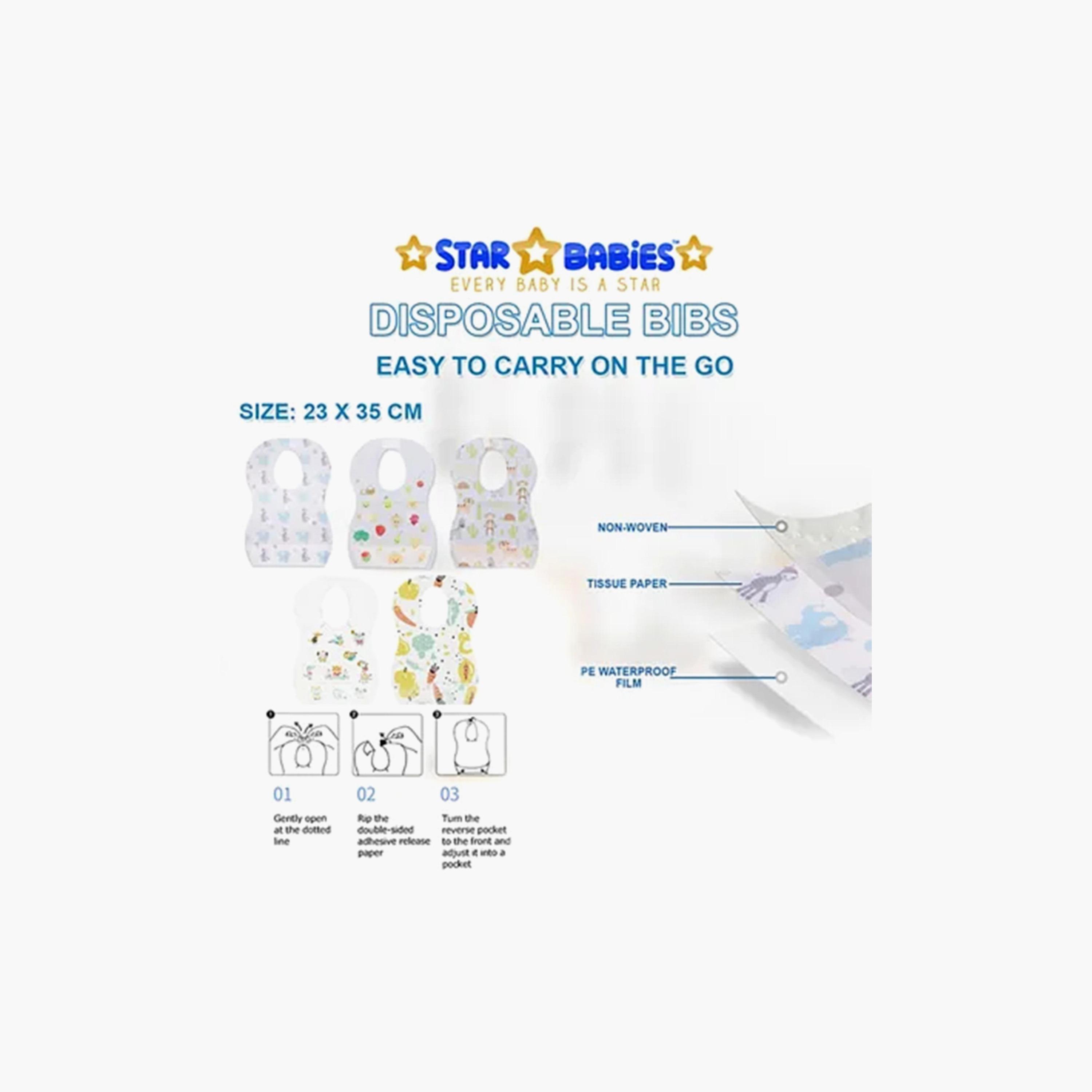 مرايل للاستعمال مرة واحدة من ستار بيبيز، 15 قطعة، طباعة فواكه جديدة-baby-feeding-bibs-image-5