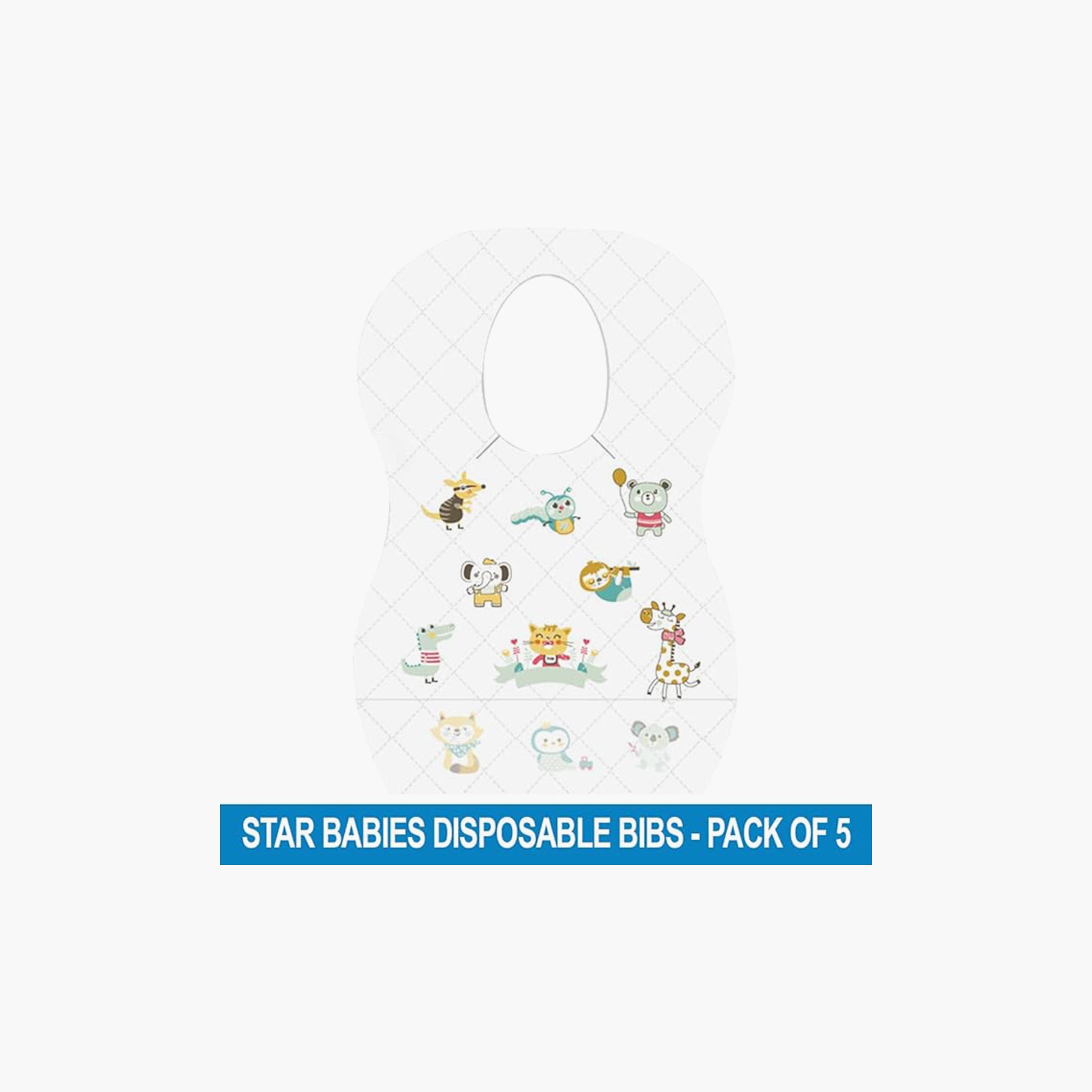 Star Babies 5-Piece Disposable Bibs, Animal Print New-baby-feeding-bibs-image-2