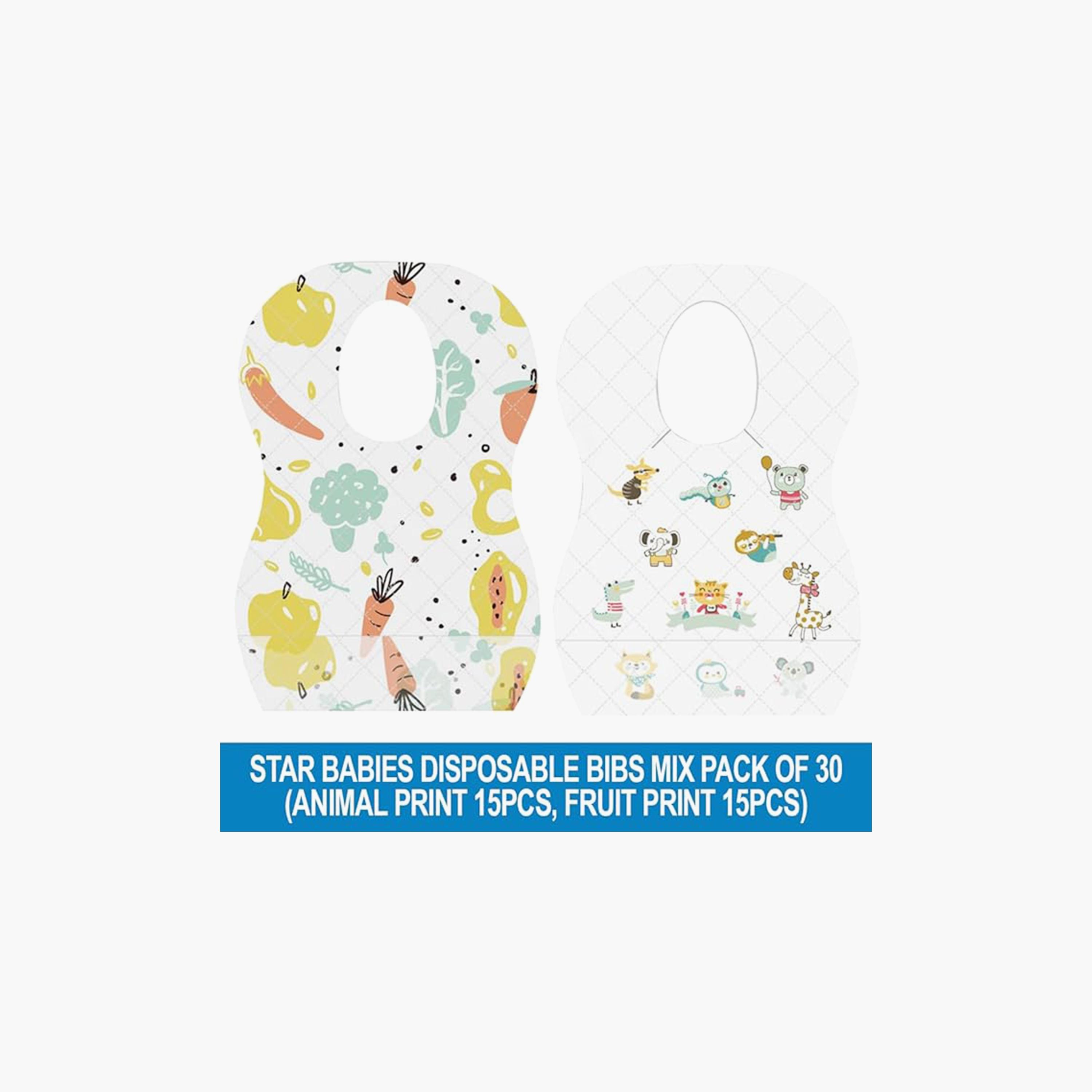 Star Babies 30-Piece Disposable Bibs, Assorted-baby-feeding-bibs-image-2