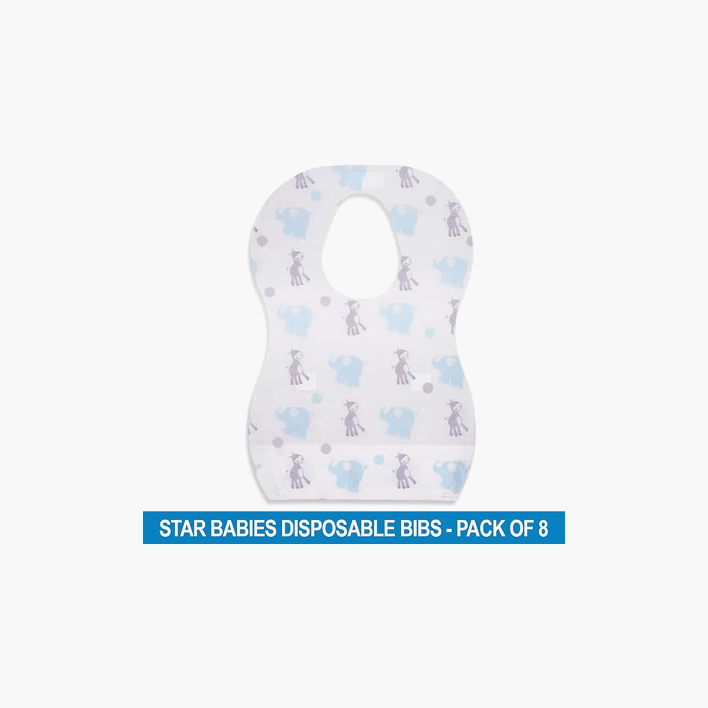 Star Babies 8-Piece Disposable Bibs, Elephant Print-baby-feeding-bibs-image-2