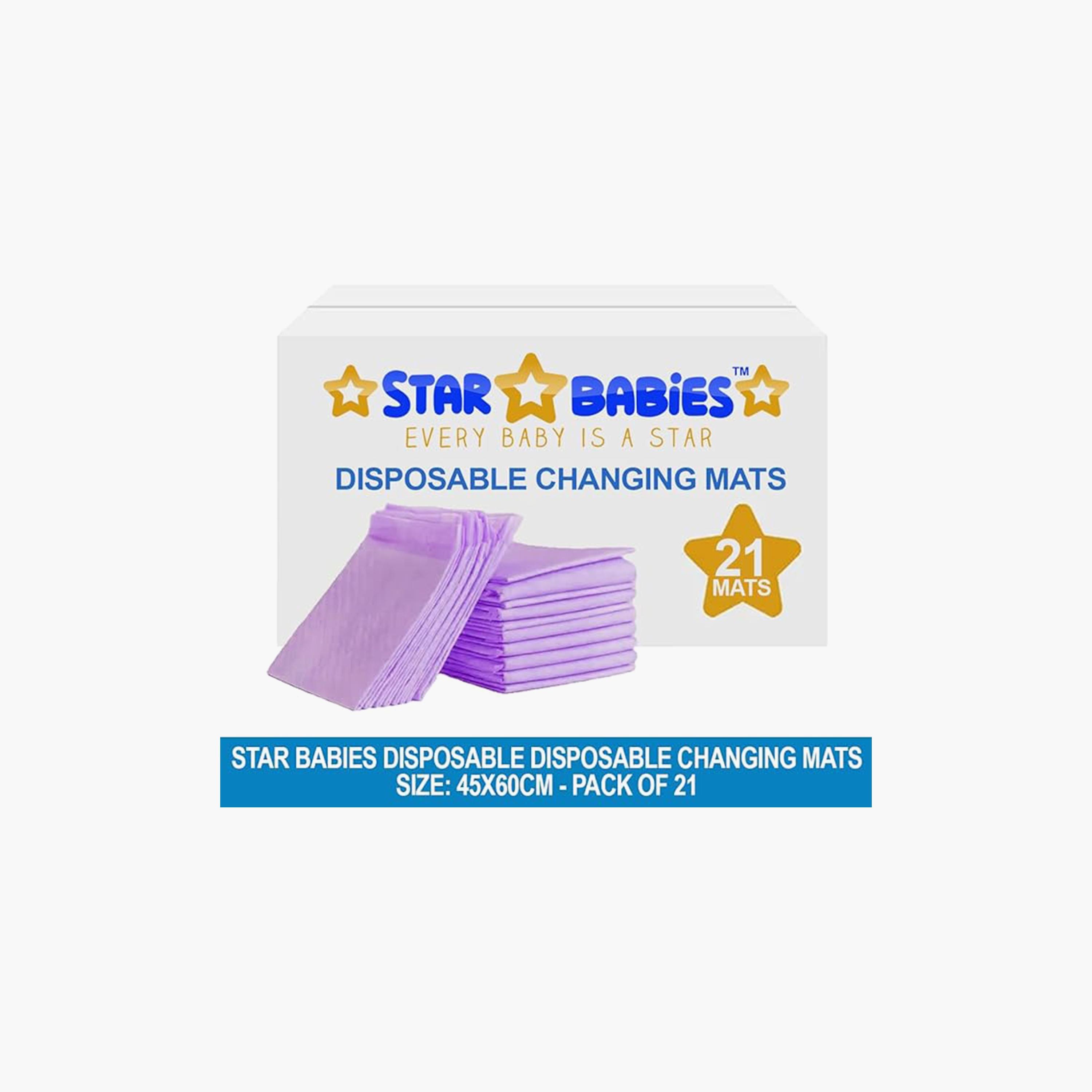 Star Babies 21-Piece Disposable Changing Mats - 45 x 60 cm-baby-diapering-changingmats-image-3