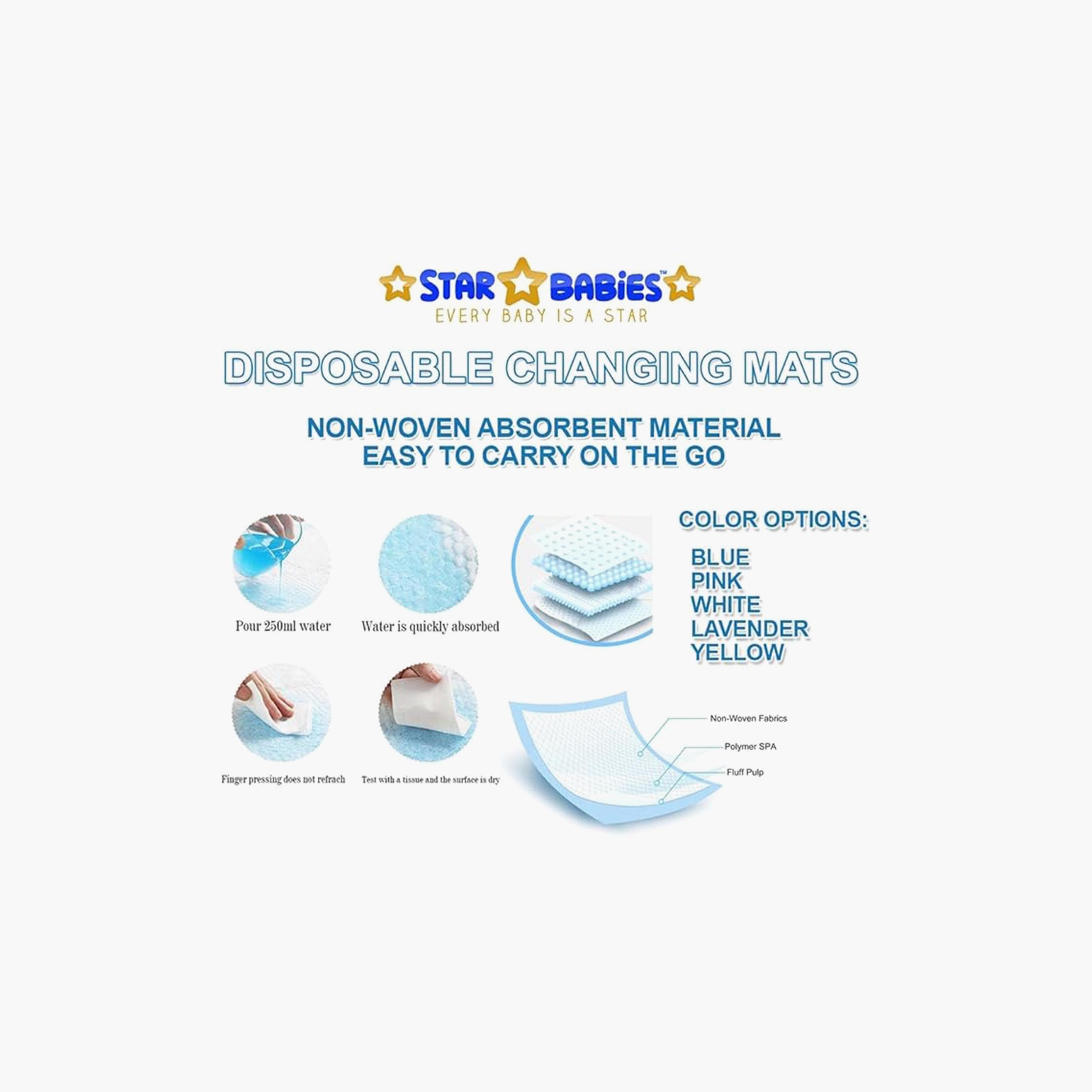 Star Babies 15-Piece Disposable Changing Mats - 45 x 60 cm, Multicolour-baby-diapering-changingmats-image-4