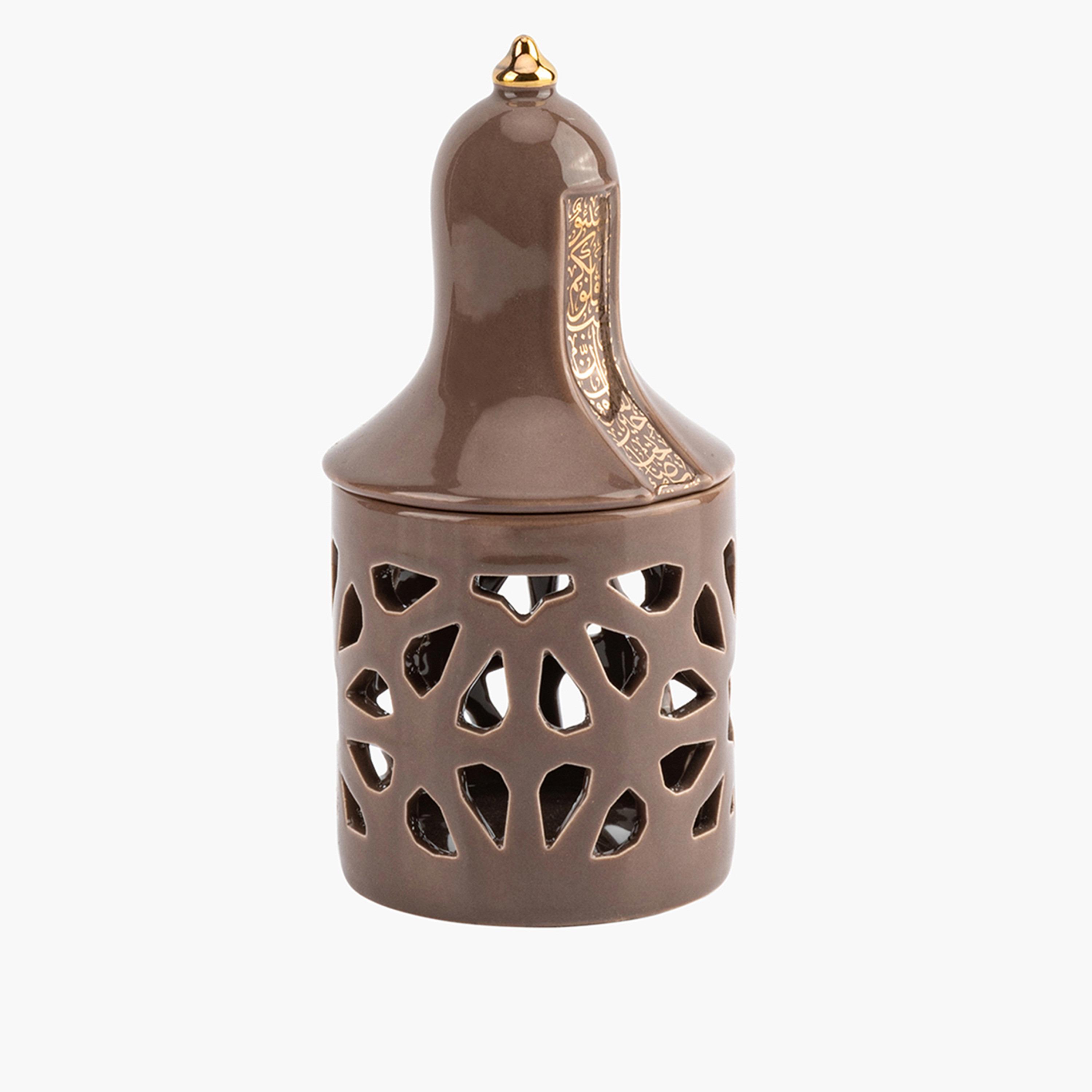 حامل شموع صغيرة بورسلان مزيّن بطبعات نور من أوتانتيك - 16 سم-household-decor-candleholdersandlanterns-image-1