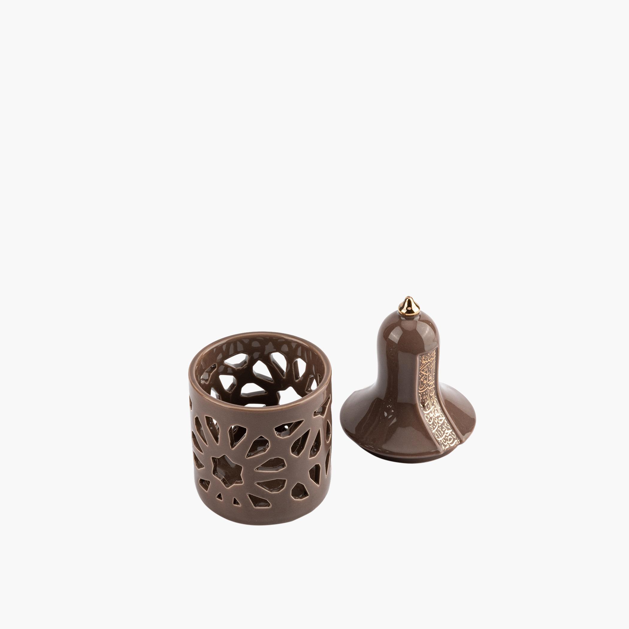 حامل شموع صغيرة بورسلان مزيّن بطبعات نور من أوتانتيك - 16 سم-household-decor-candleholdersandlanterns-image-2