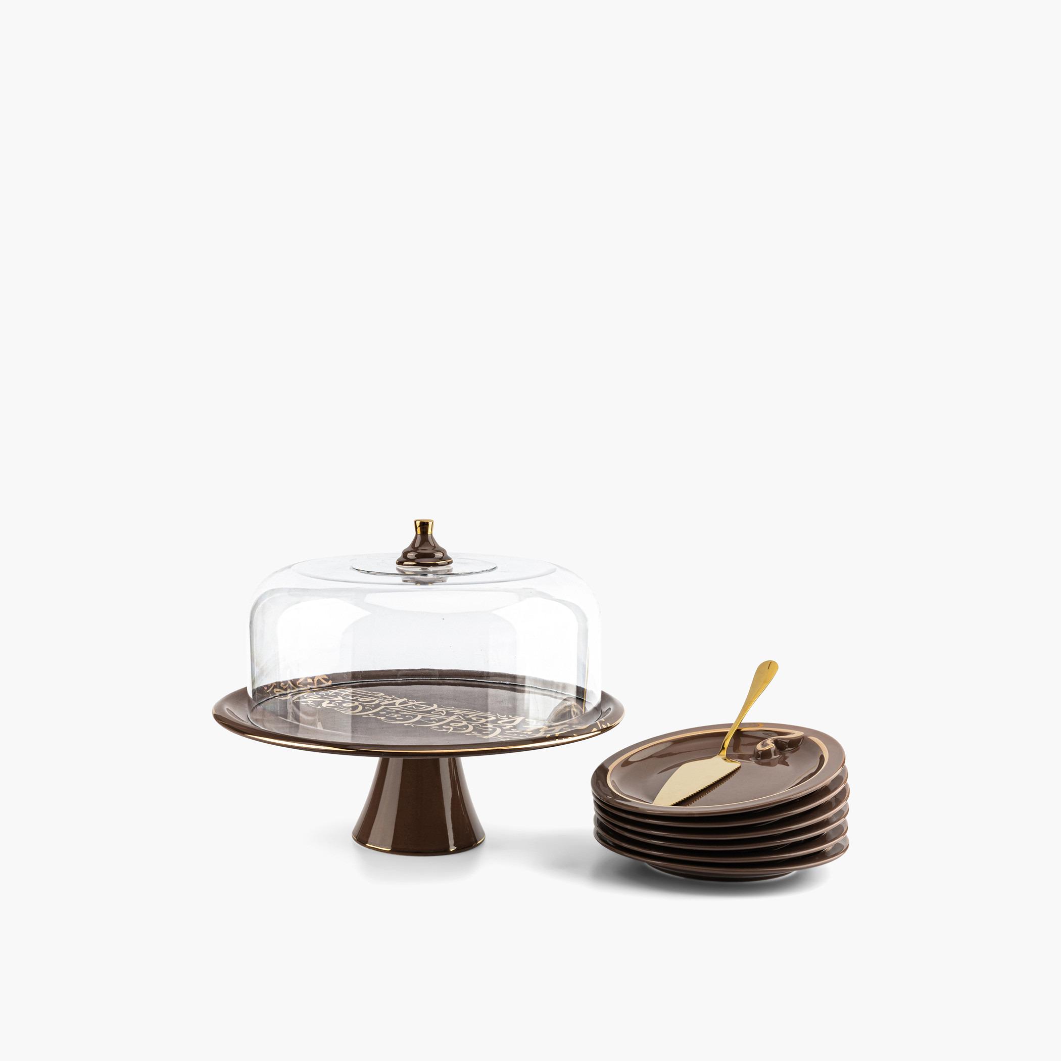 Nour 8-Piece Printed Porcelain Cake Set-household-dining-serveware-cakestands-image-2
