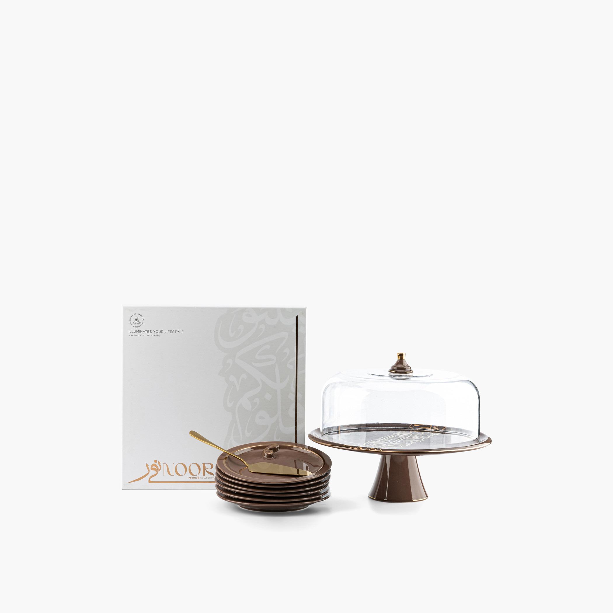 طقم كيك بورسلان بطبعات 8 قطع نور من أوتانتيك-household-dining-serveware-cakestands-image-3