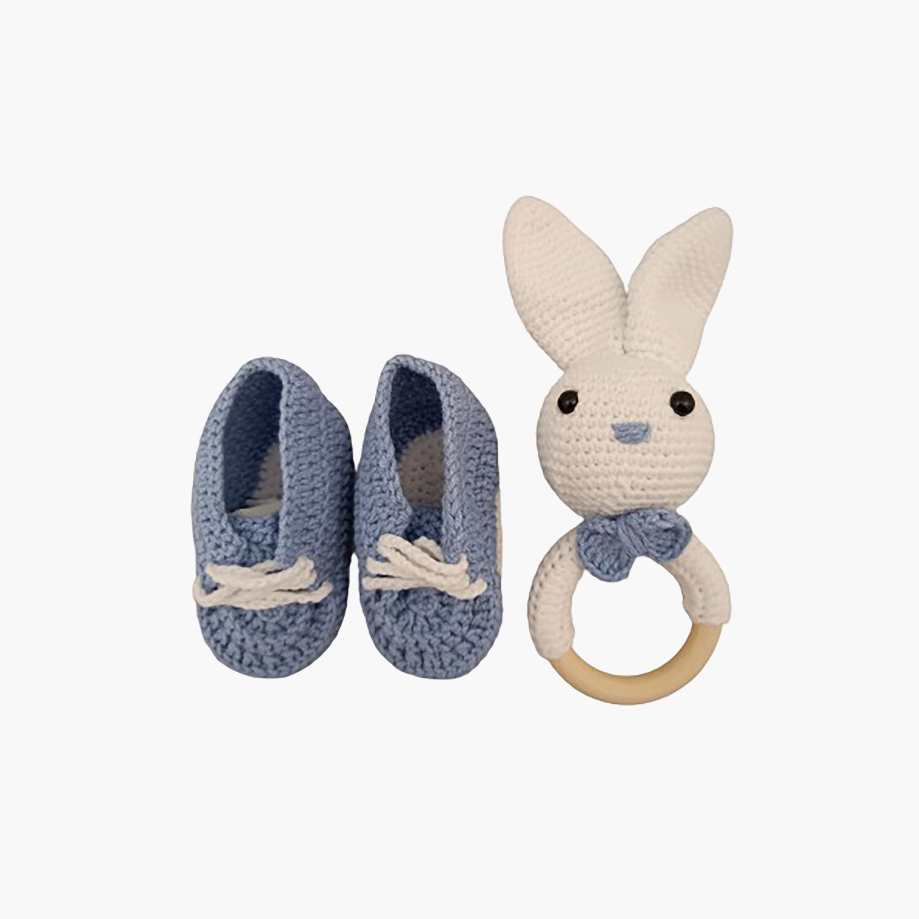 Pikkaboo HeavenlyHugs Miss Rabbit Crochet Teether and Booties-baby-feeding-teethers-image-1