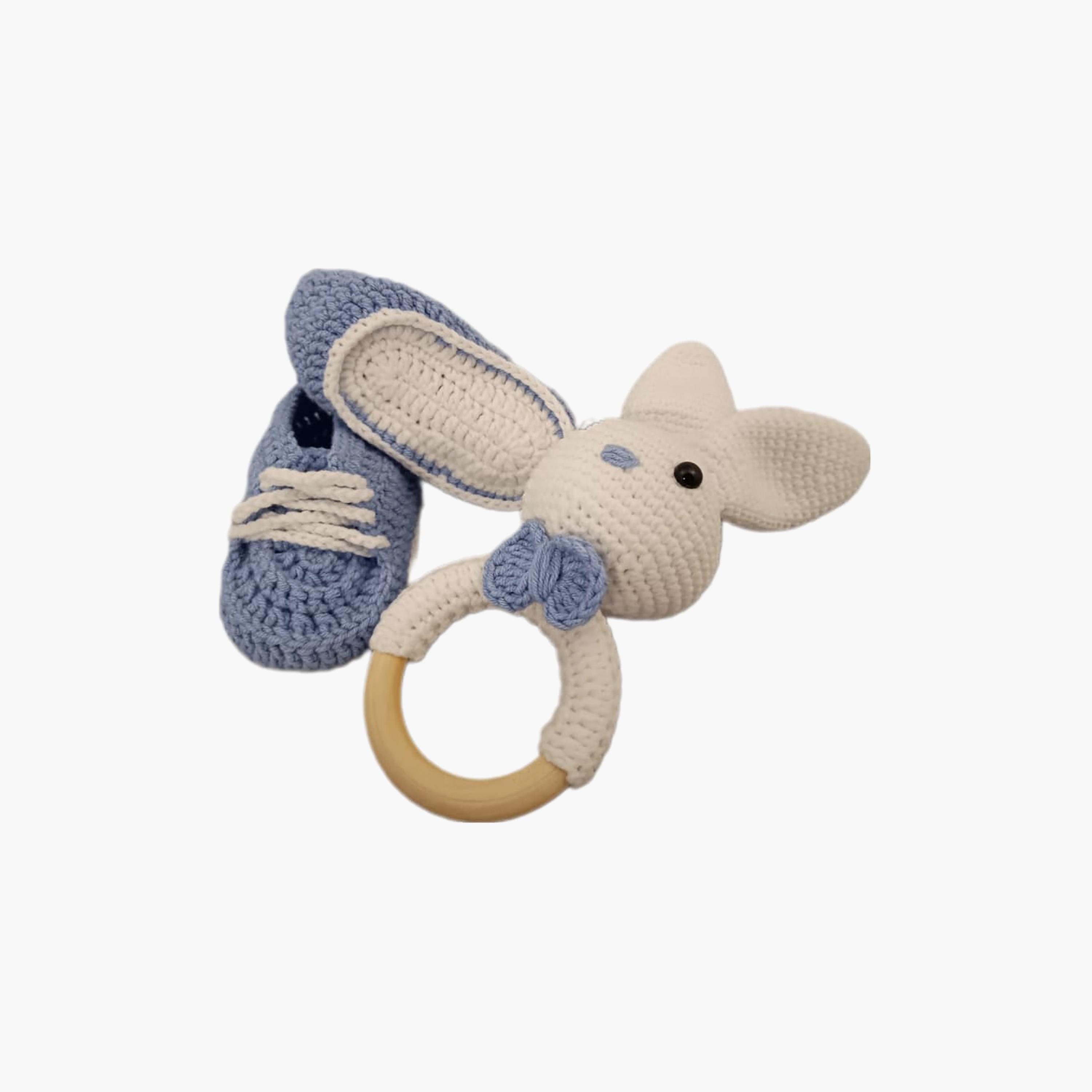 Pikkaboo HeavenlyHugs Miss Rabbit Crochet Teether and Booties-baby-feeding-teethers-image-2