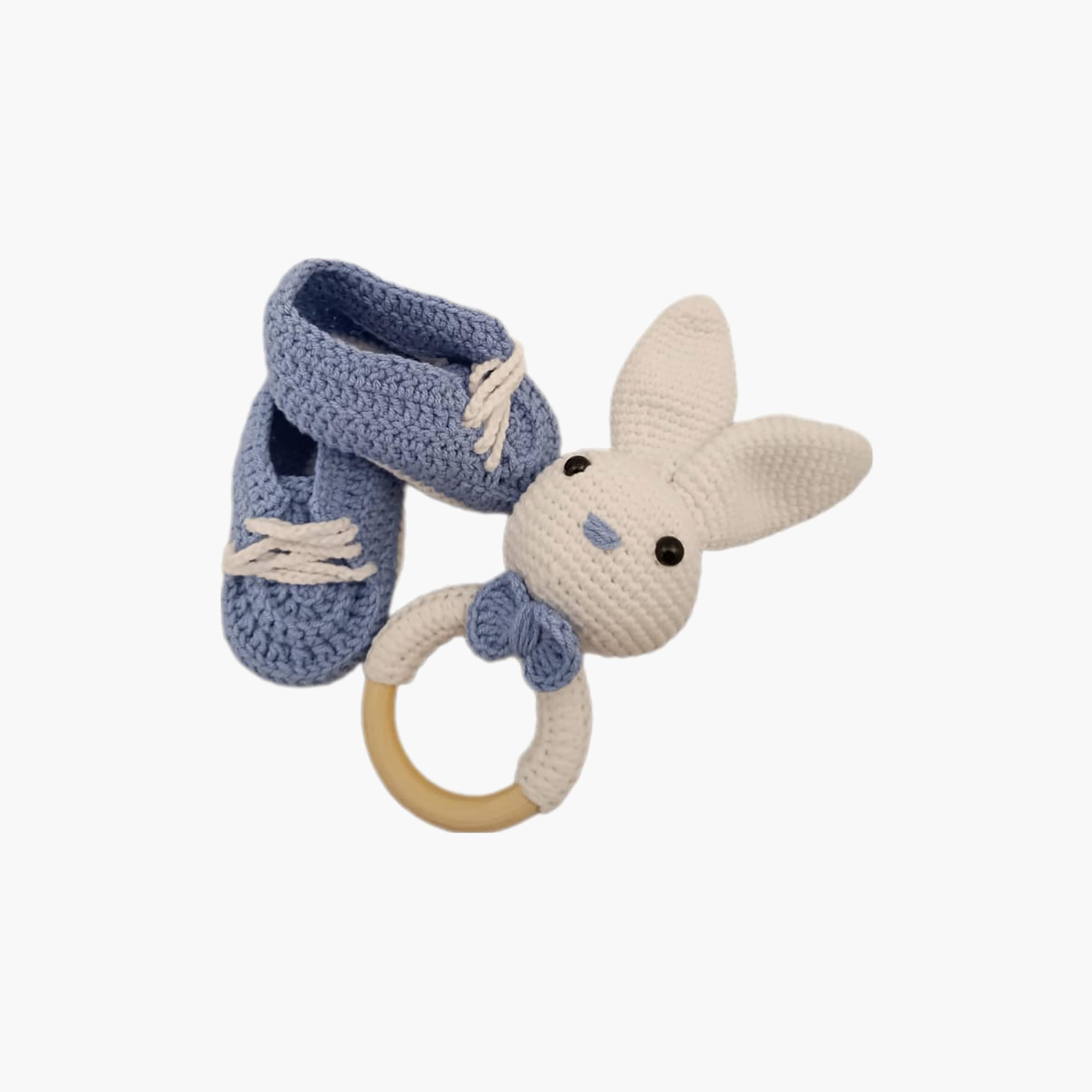 Pikkaboo HeavenlyHugs Miss Rabbit Crochet Teether and Booties-baby-feeding-teethers-image-4