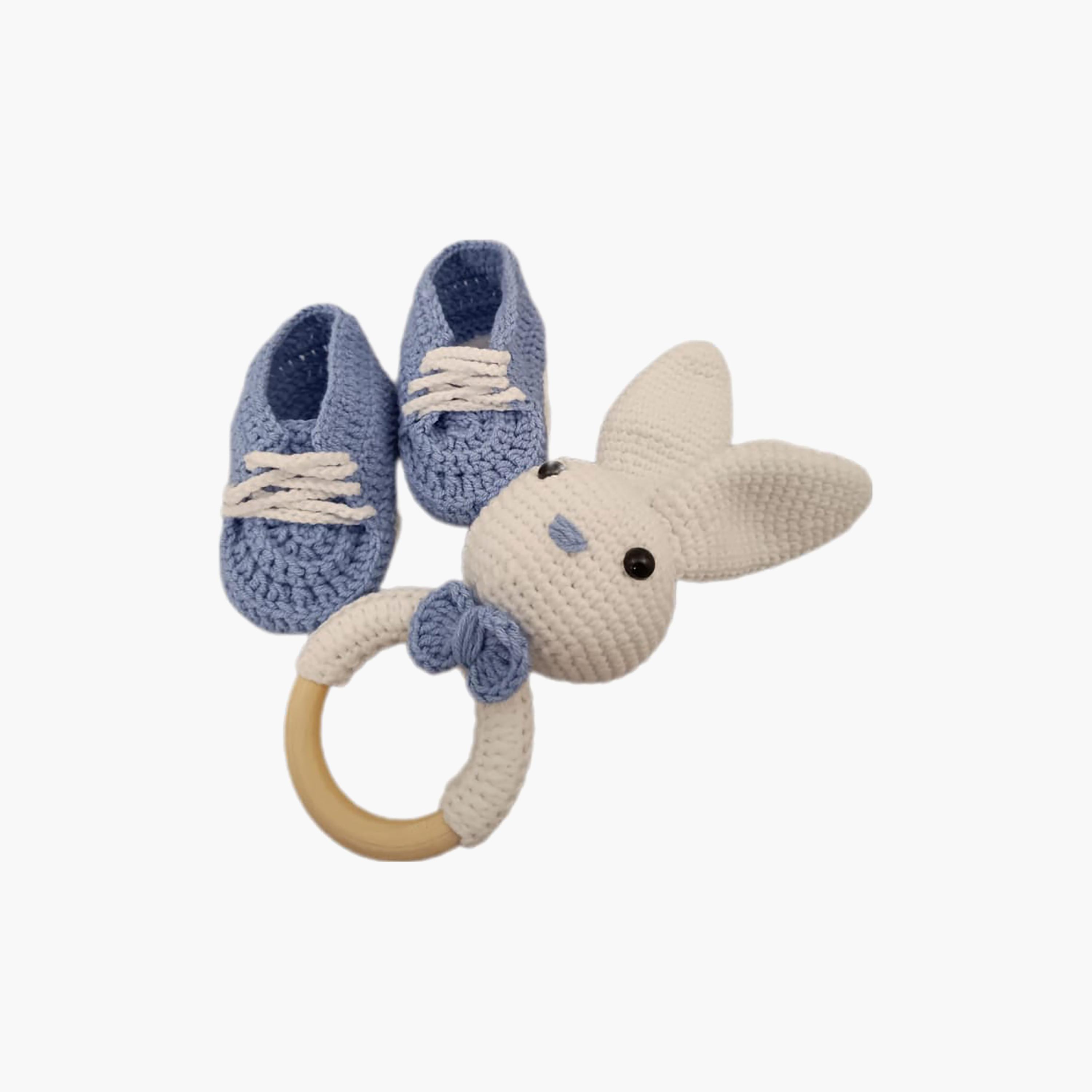 Pikkaboo HeavenlyHugs Miss Rabbit Crochet Teether and Booties-baby-feeding-teethers-image-5