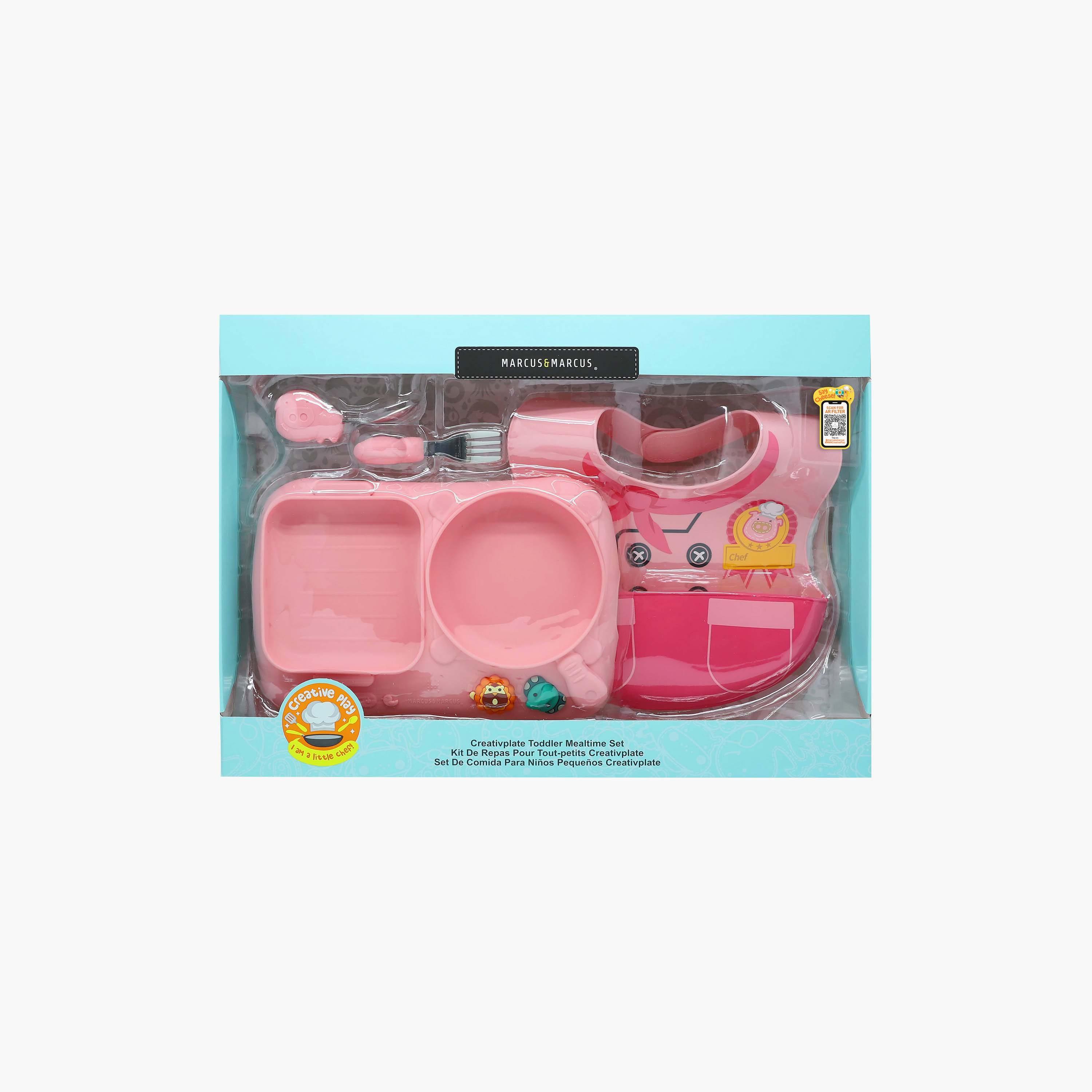 Marcus & Marcus Creativplate Meal Time Set, Little Chef, Pink-baby-feeding-mealtimeessentials-image-2