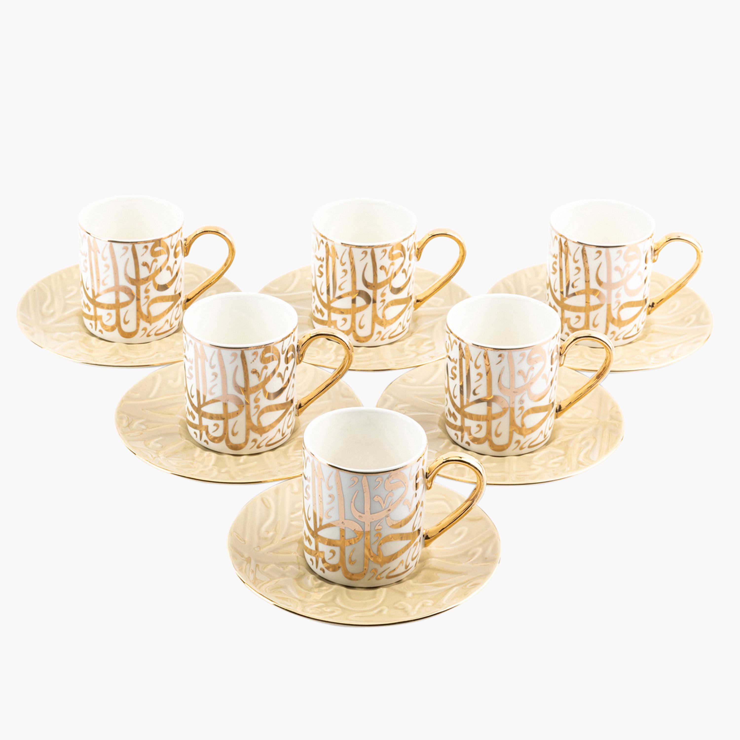 طقم فناجين وصحون بورسلان بطبعات 12 قطعة من أوتانتيك-household-dining-teaandcoffee-teaandcoffeesets-image-1