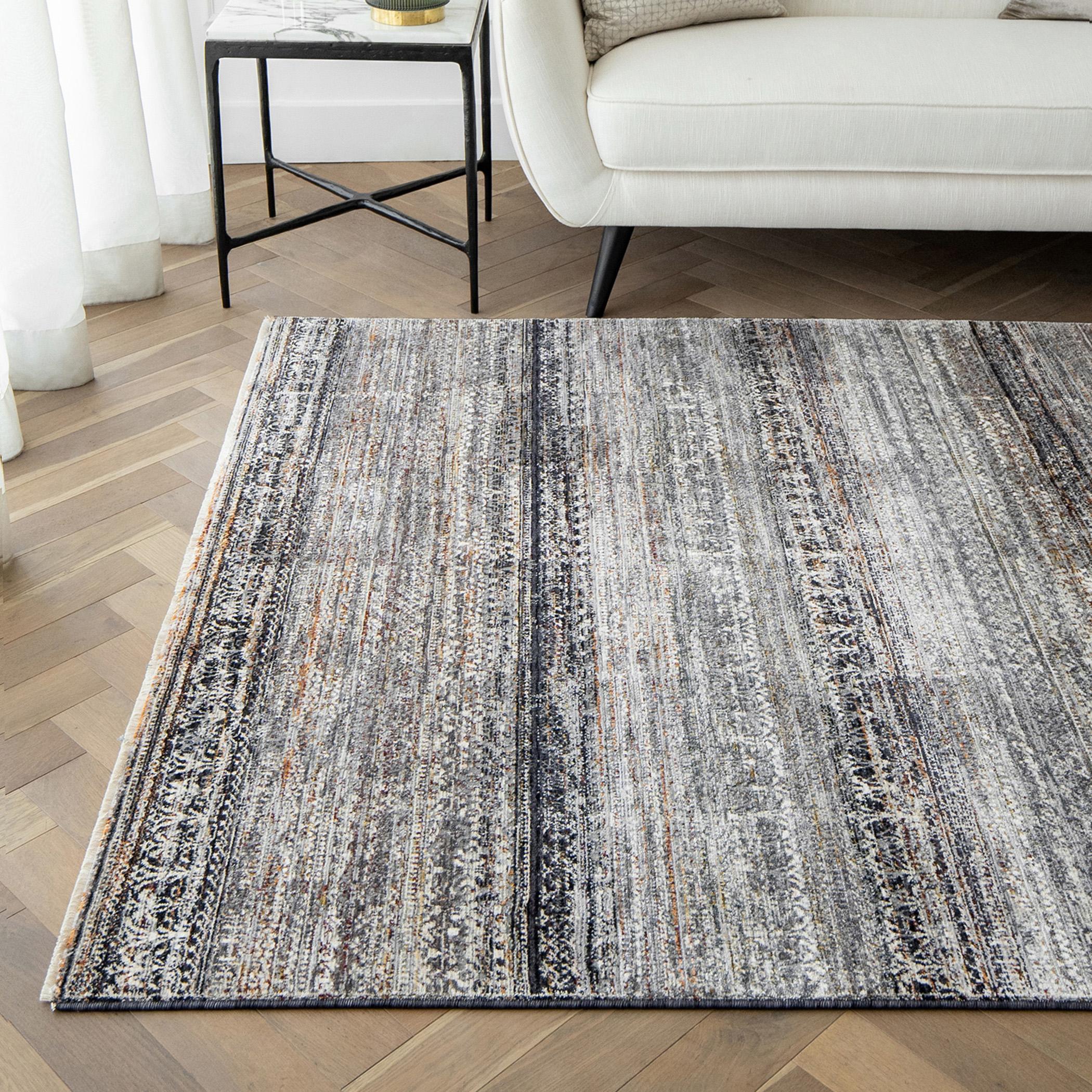 Ethan Ebony Abstract Striped Rug - 245x350 cm
