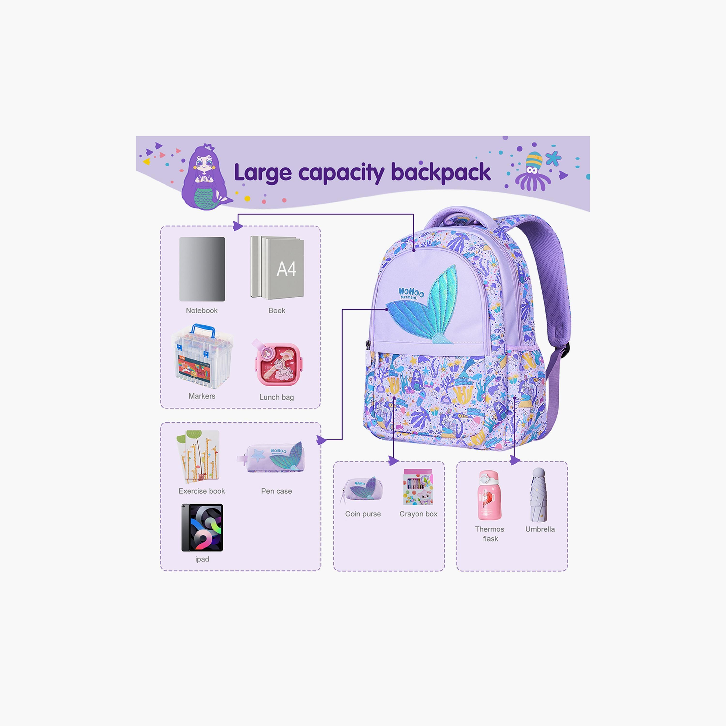 Nohoo School Bag Mermaid, Blue, 16 Inch-school-bagsandbackpacks-backpacks-image-3