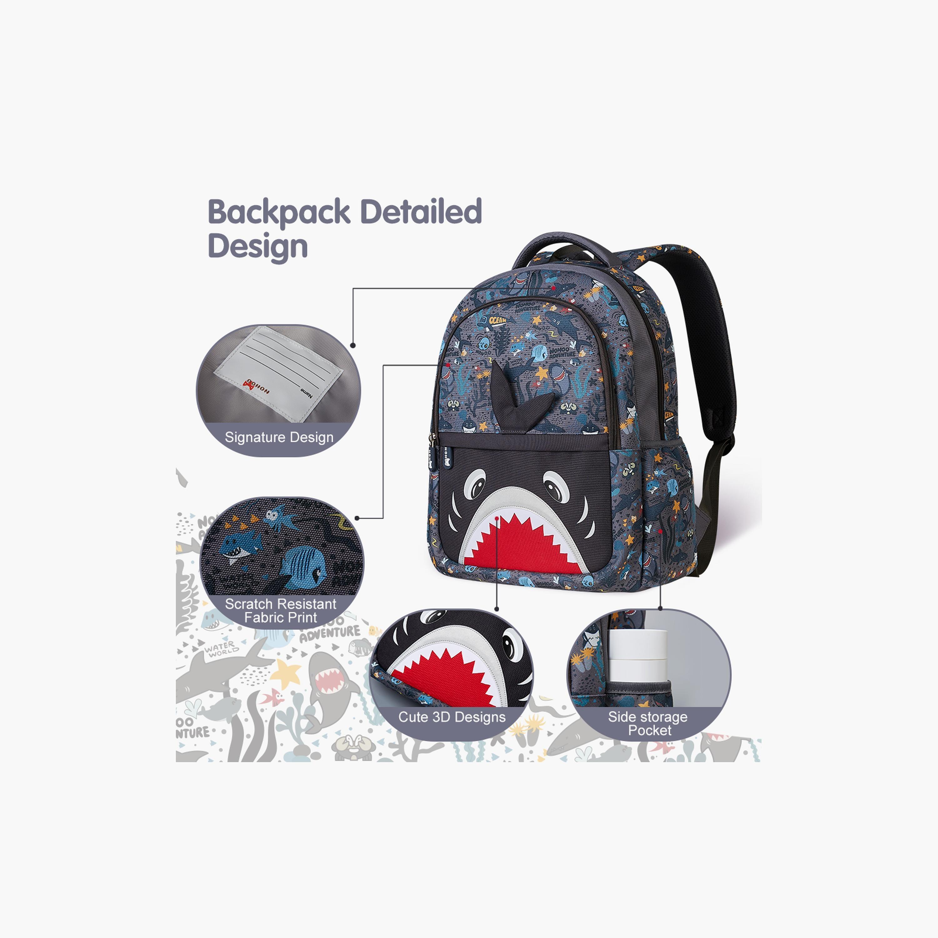 Nohoo School Bag Shark, Grey, 16 Inch-school-bagsandbackpacks-backpacks-image-2