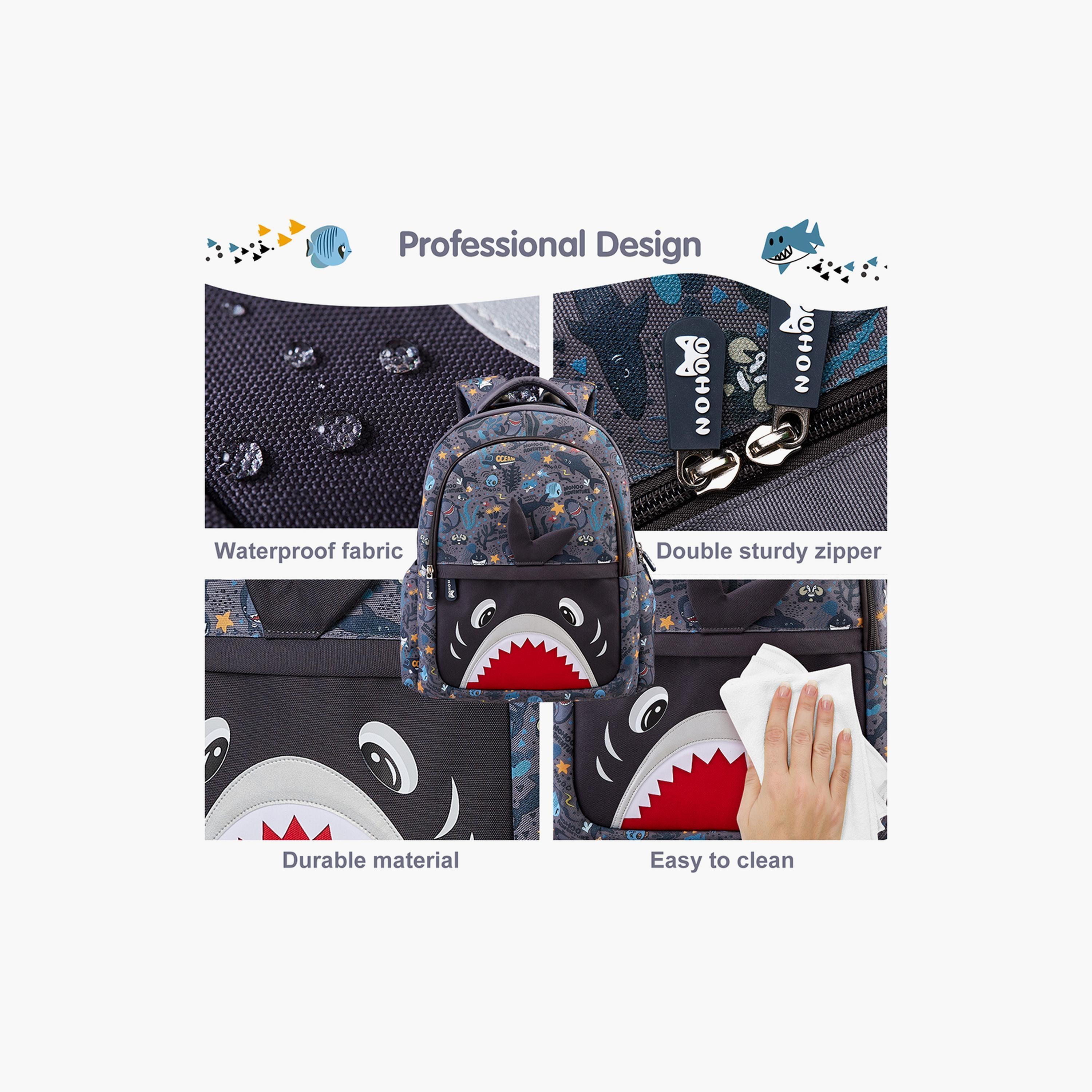Nohoo School Bag Shark, Grey, 16 Inch-school-bagsandbackpacks-backpacks-image-4
