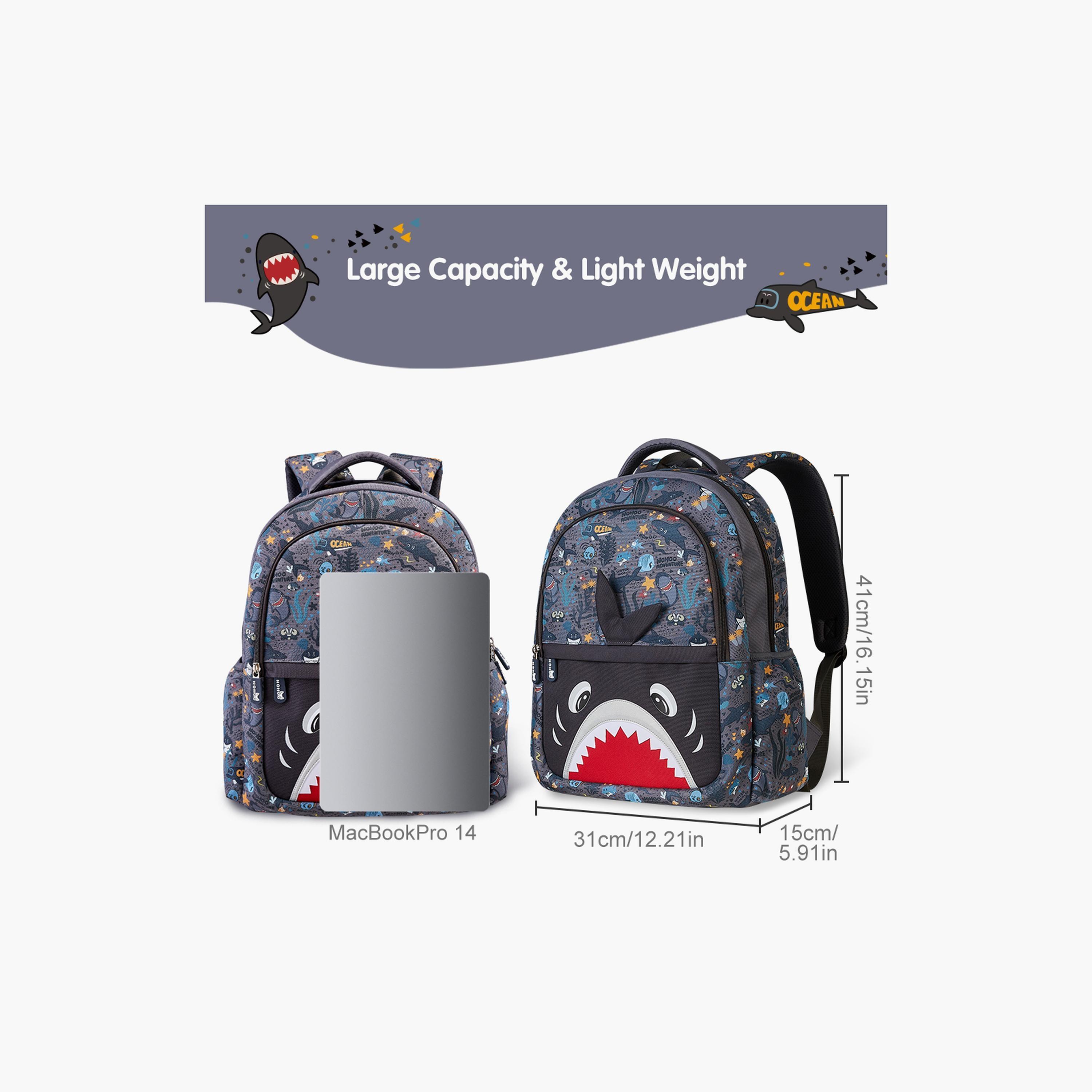 Nohoo School Bag Shark, Grey, 16 Inch-school-bagsandbackpacks-backpacks-image-5