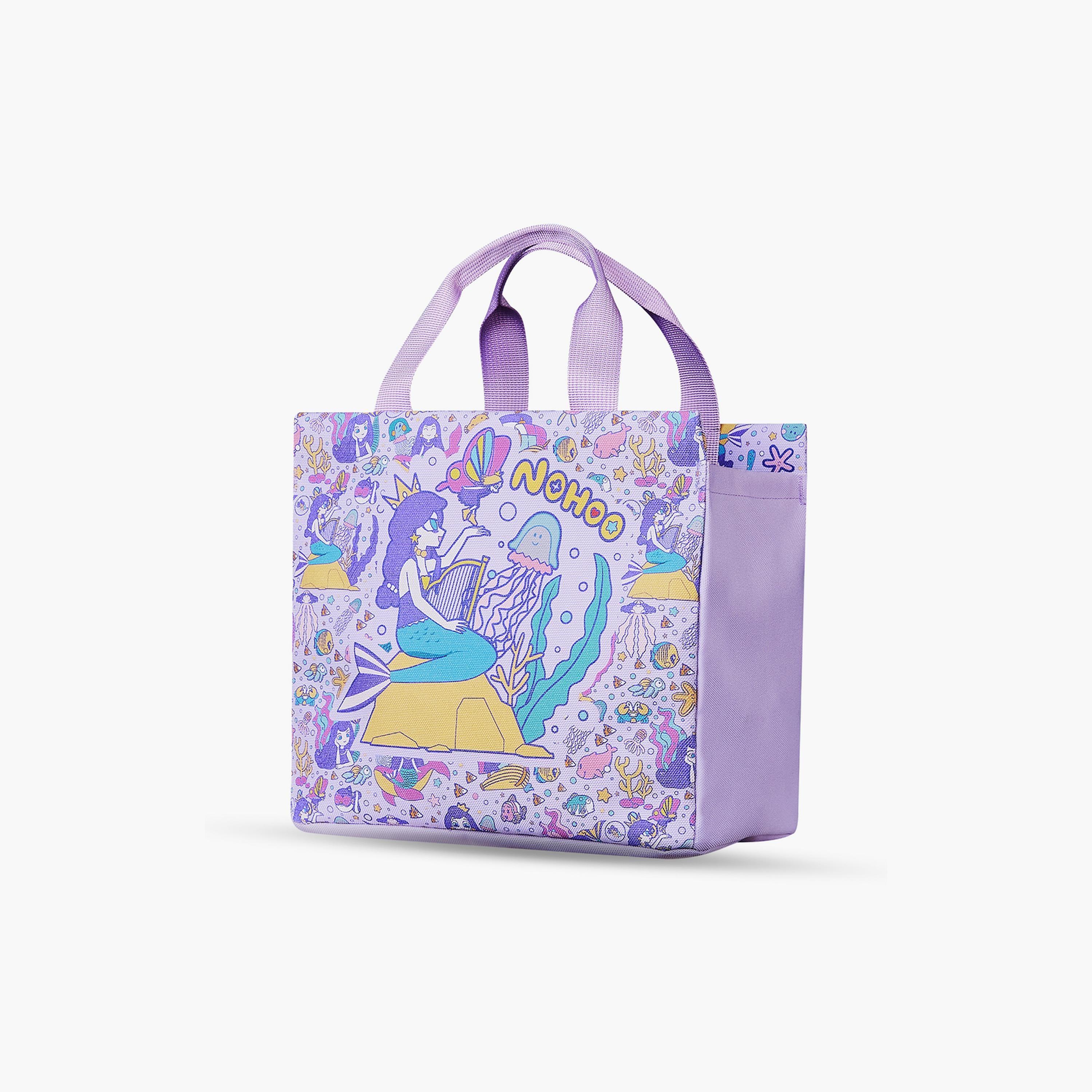 حقيبة يد غداء من نوهوو بتصميم حورية البحر، باللون الأزرق-school-lunchessentials-lunchbags-image-1