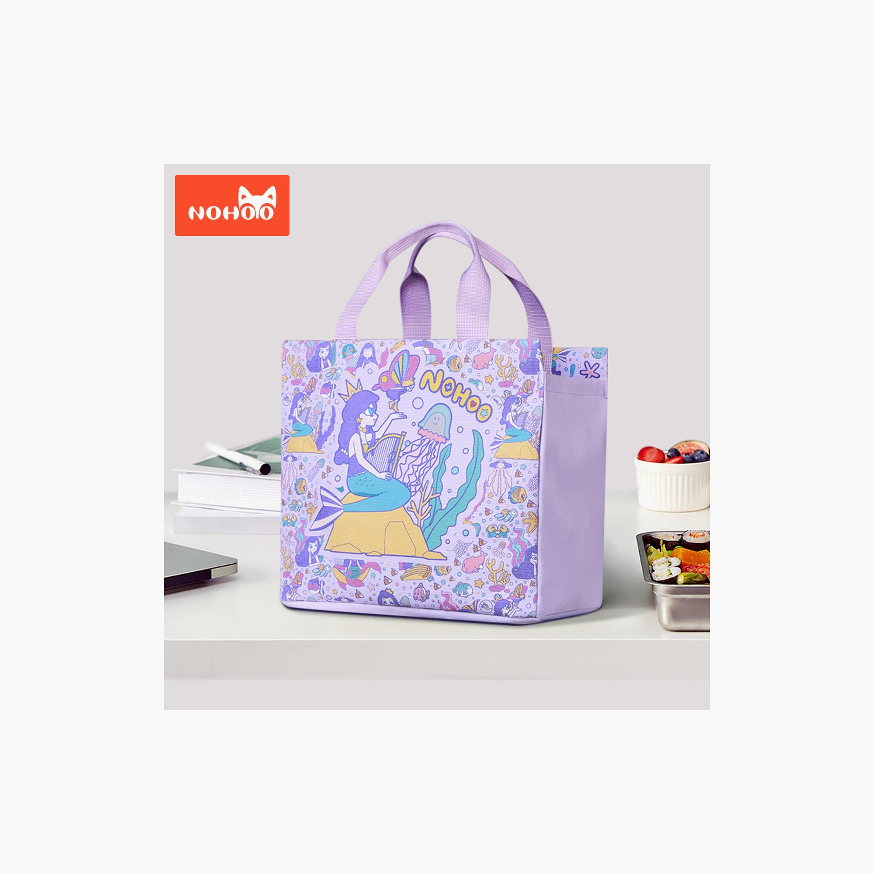 حقيبة يد غداء من نوهوو بتصميم حورية البحر، باللون الأزرق-school-lunchessentials-lunchbags-image-5