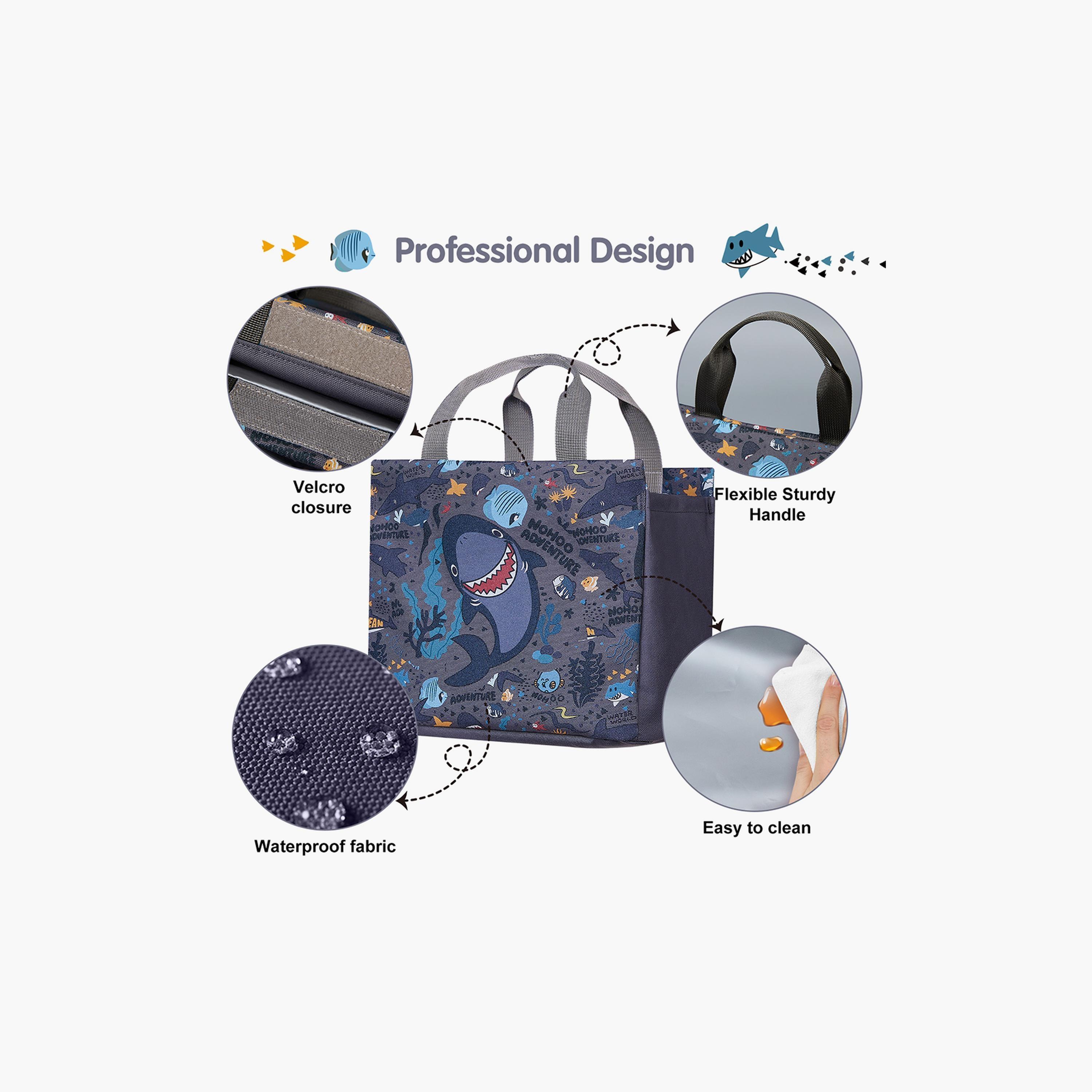 حقيبة يد غداء من نوهوو قرش، رمادي-school-lunchessentials-lunchbags-image-2