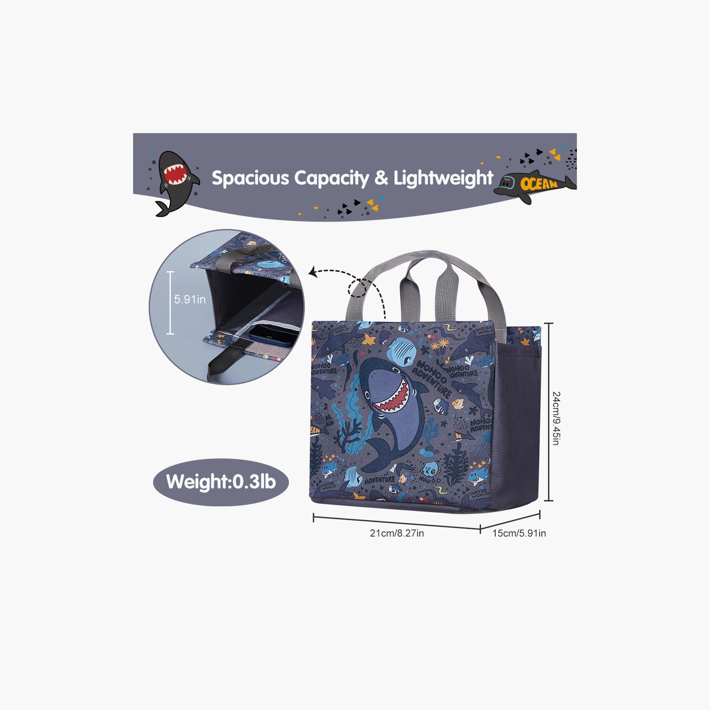 حقيبة يد غداء من نوهوو قرش، رمادي-school-lunchessentials-lunchbags-image-4