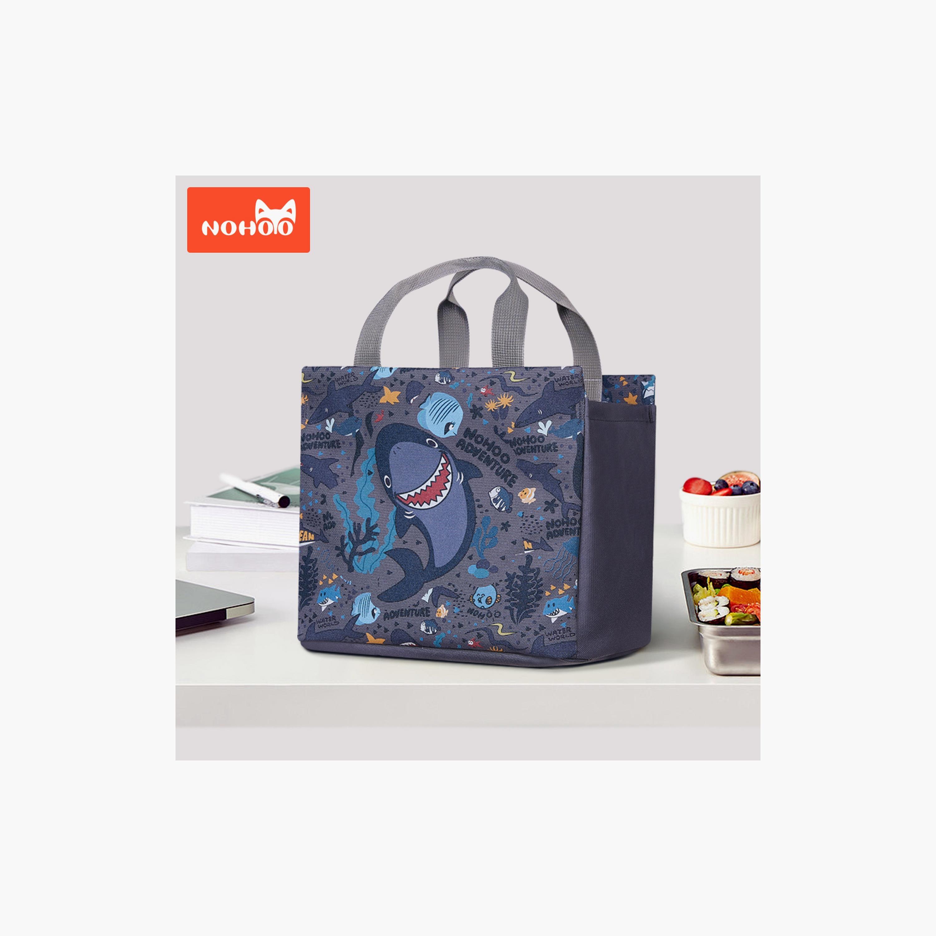 حقيبة يد غداء من نوهوو قرش، رمادي-school-lunchessentials-lunchbags-image-5