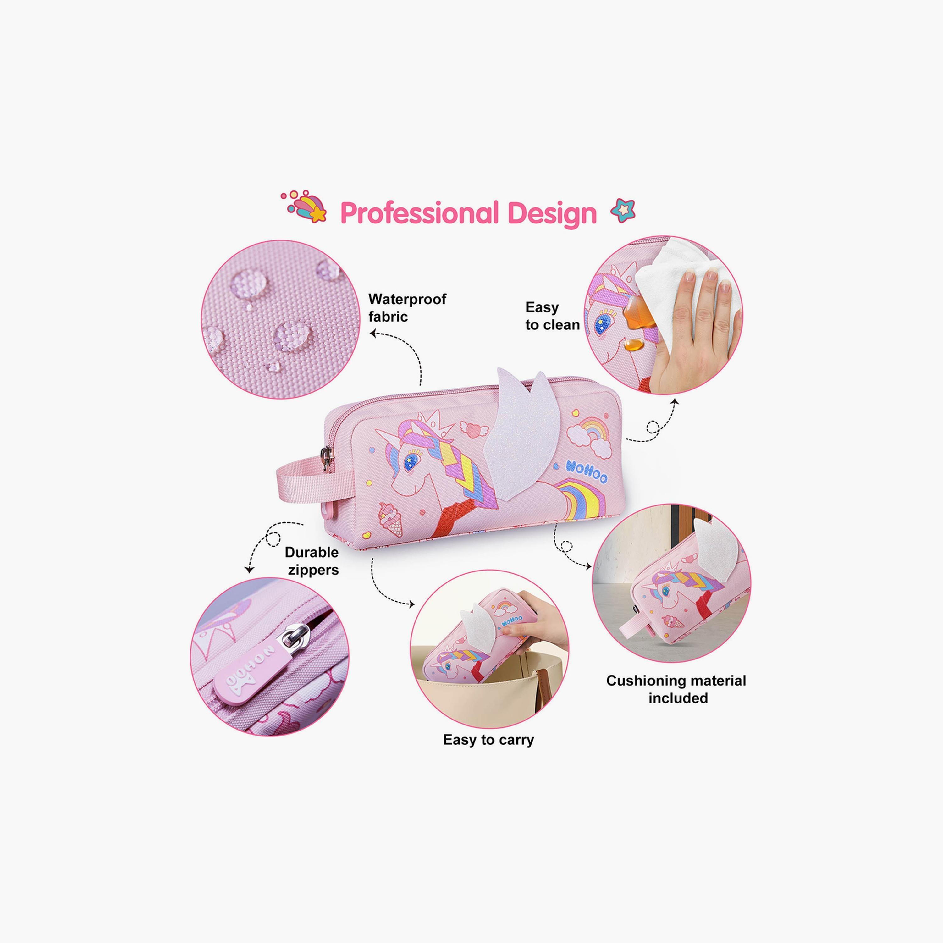 Nohoo Pencil Case Unicorn, Pink-school-stationery-pencilcases-image-3