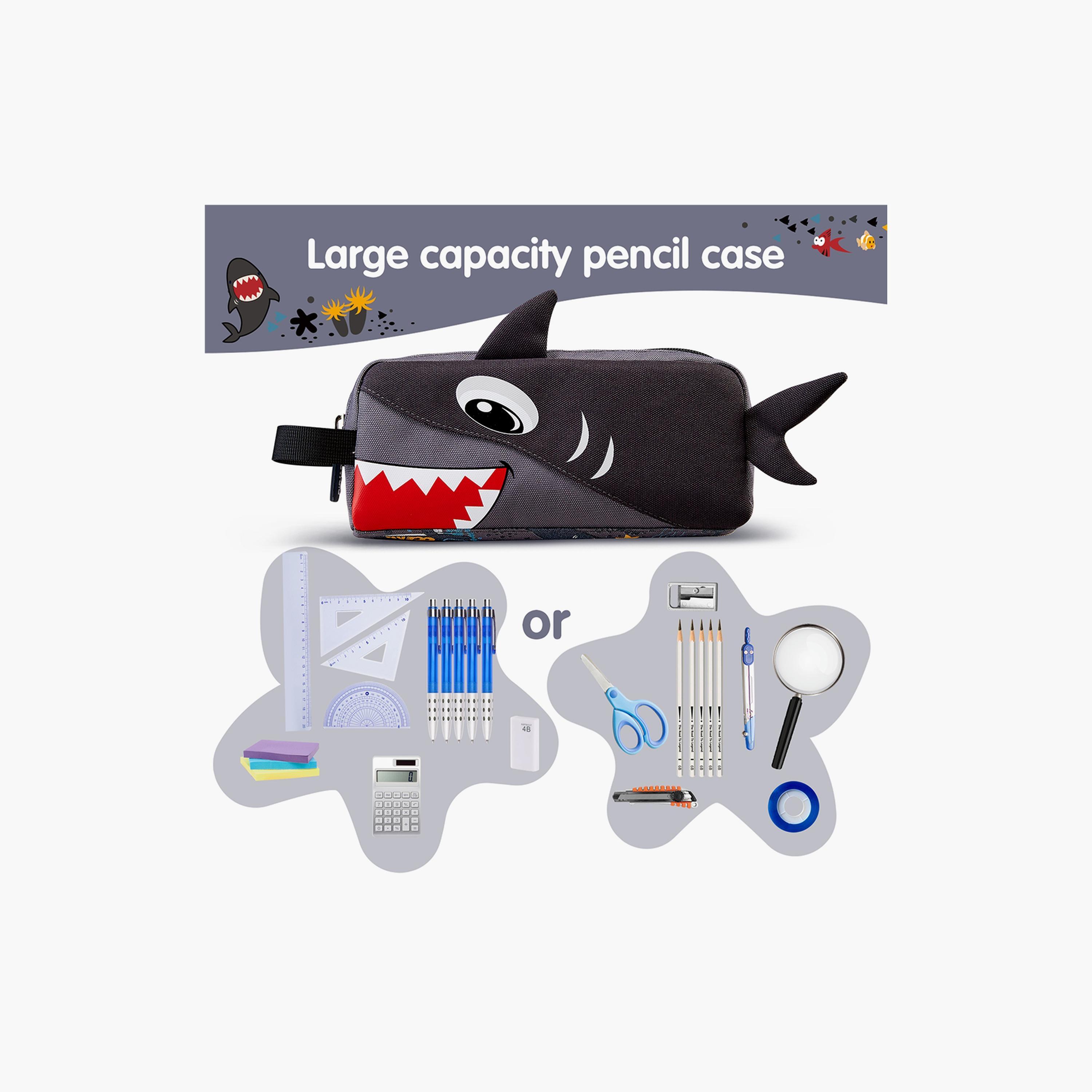 Nohoo Pencil Case Shark, Grey-school-stationery-pencilcases-image-2