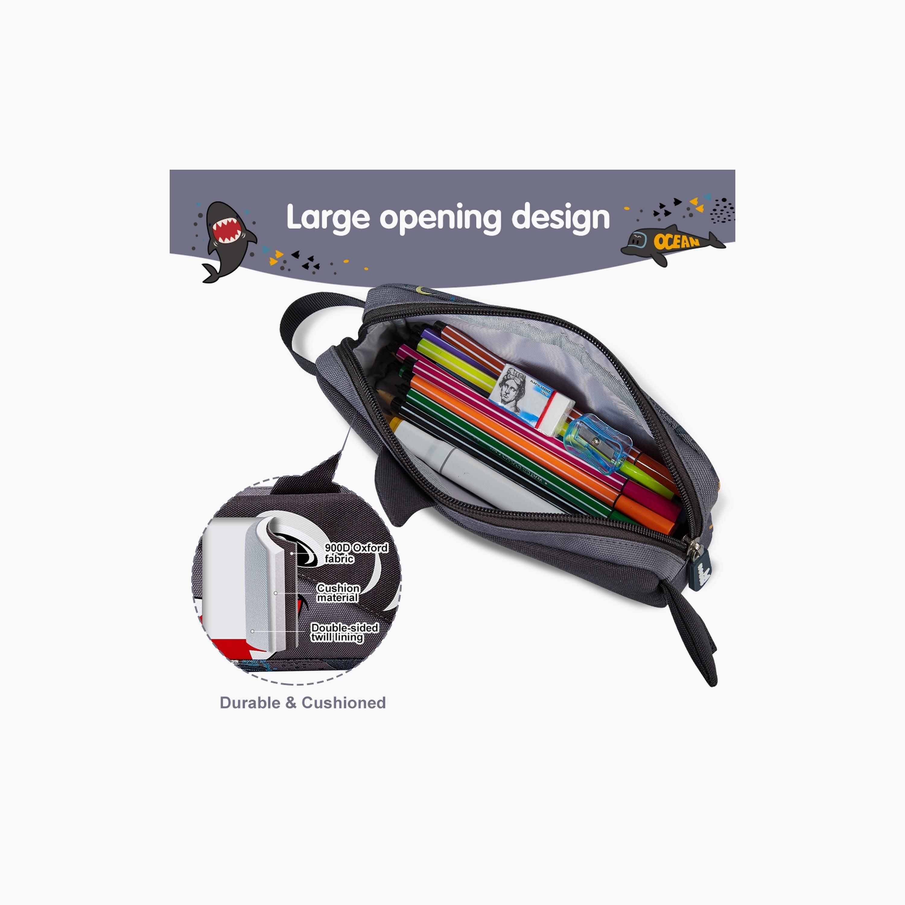 Nohoo Pencil Case Shark, Grey-school-stationery-pencilcases-image-3