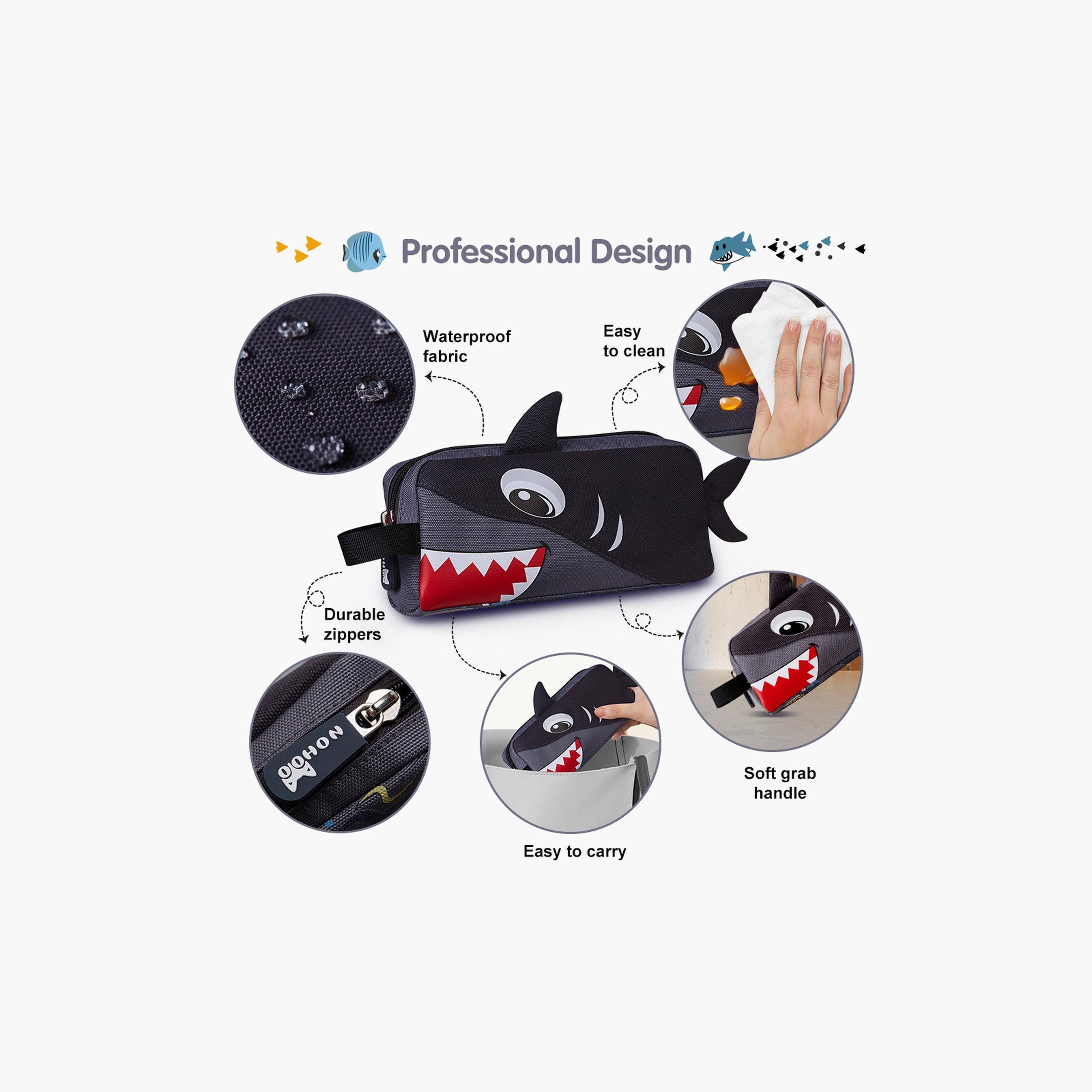 Nohoo Pencil Case Shark, Grey-school-stationery-pencilcases-image-4