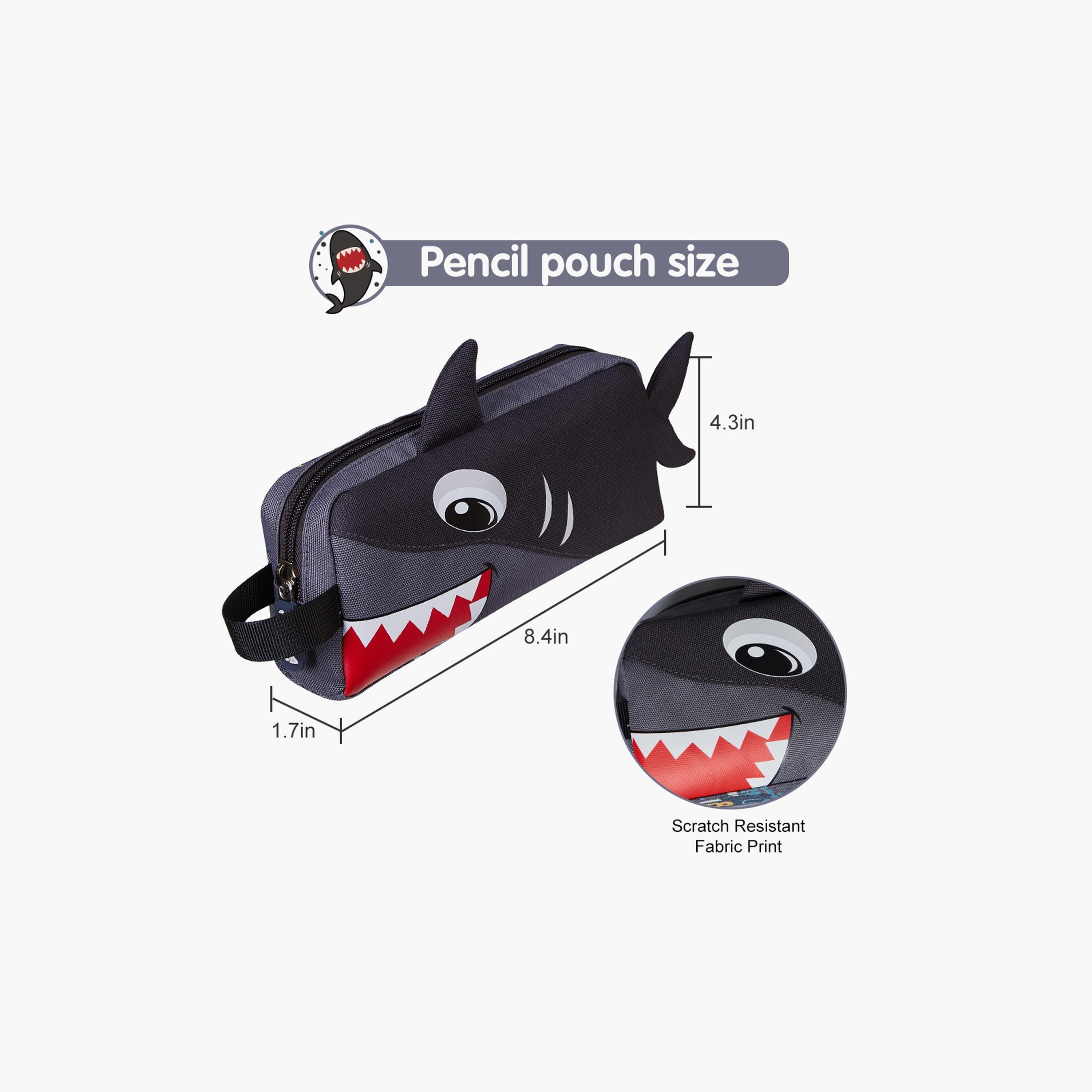 Nohoo Pencil Case Shark, Grey-school-stationery-pencilcases-image-5