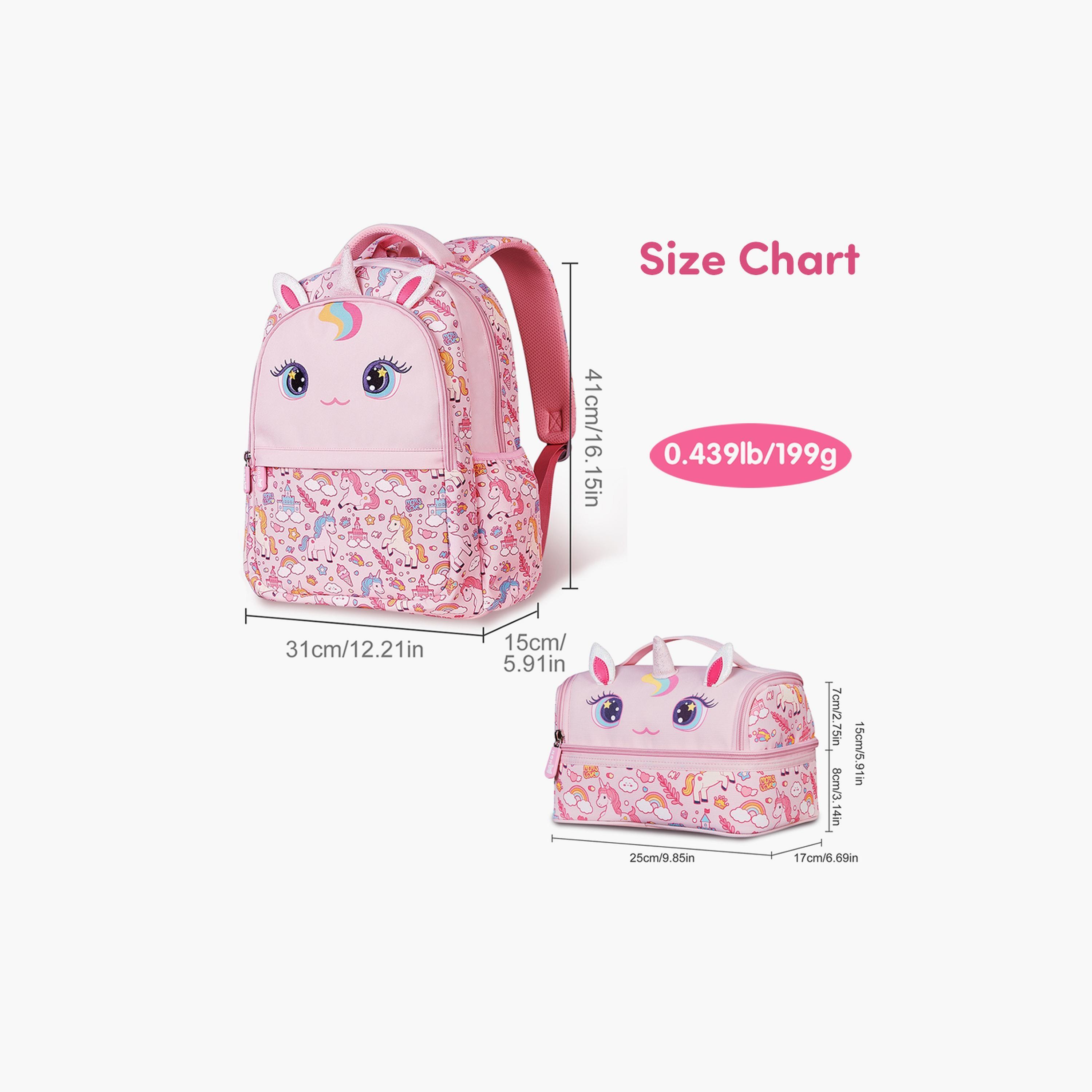 Nohoo School Bag with Lunch Bag Unicorn, Pink-school-bagsandbackpacks-backpacks-image-5