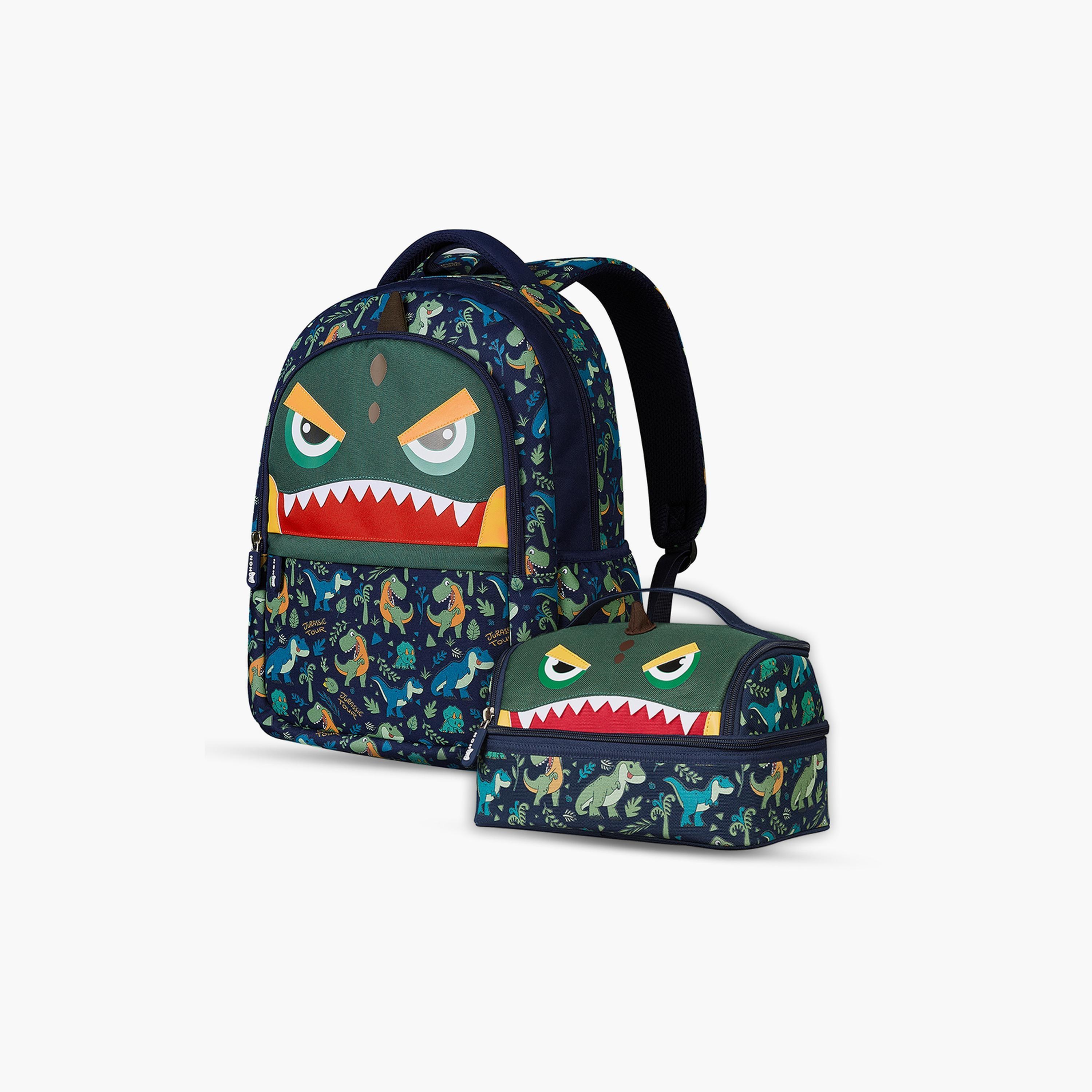 Nohoo School Bag with Lunch Bag Dino, Purple-school-bagsandbackpacks-backpacks-image-1