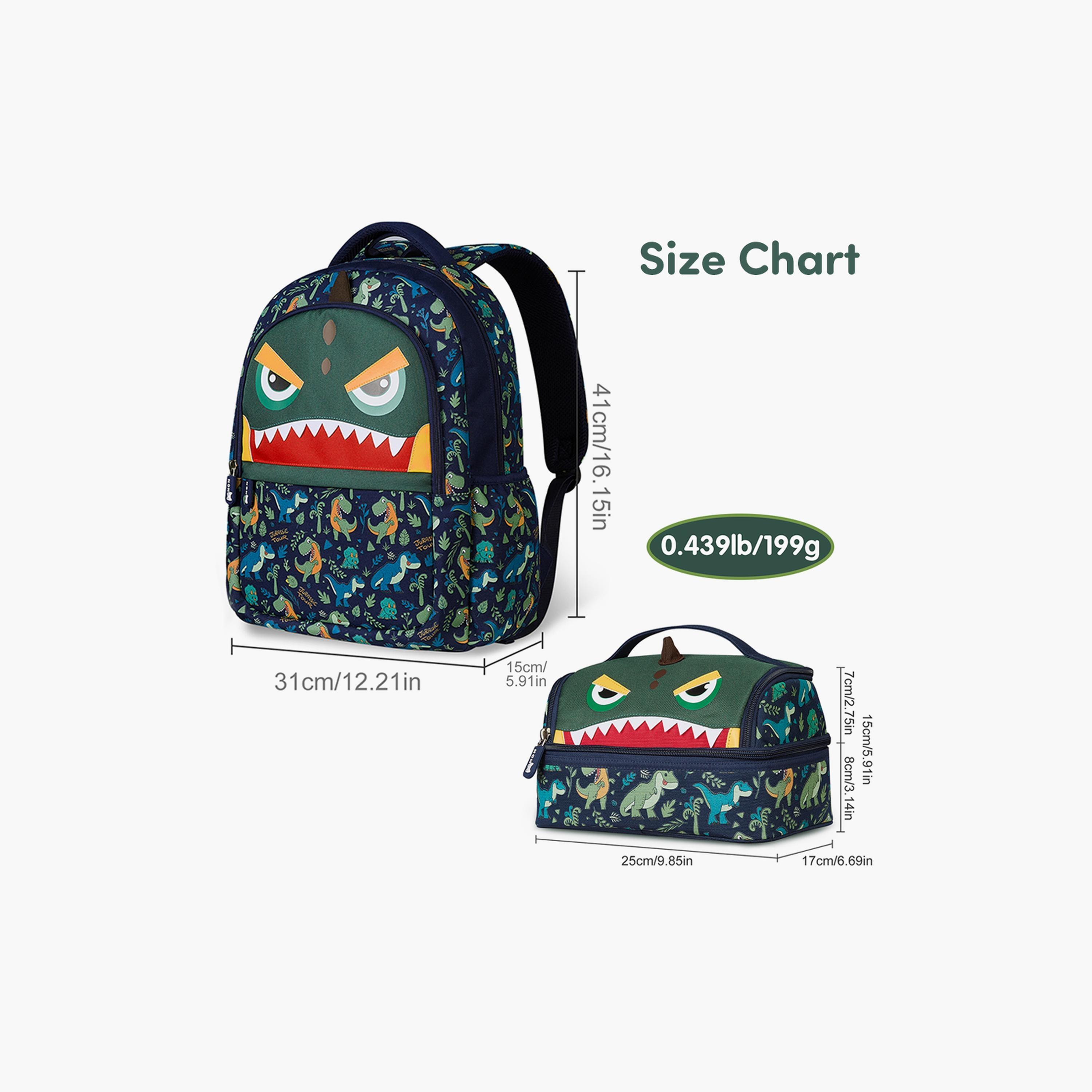 Nohoo School Bag with Lunch Bag Dino, Purple-school-bagsandbackpacks-backpacks-image-5
