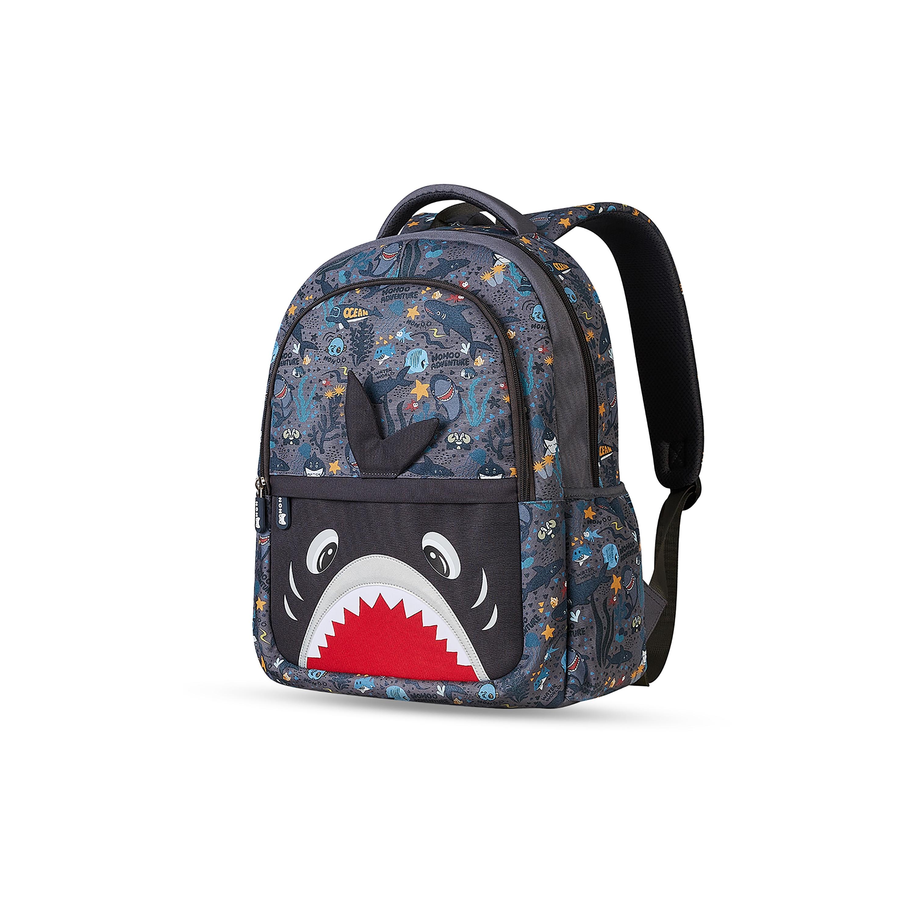Nohoo School Bag with Lunch Bag Shark, Grey-school-bagsandbackpacks-backpacks-image-2