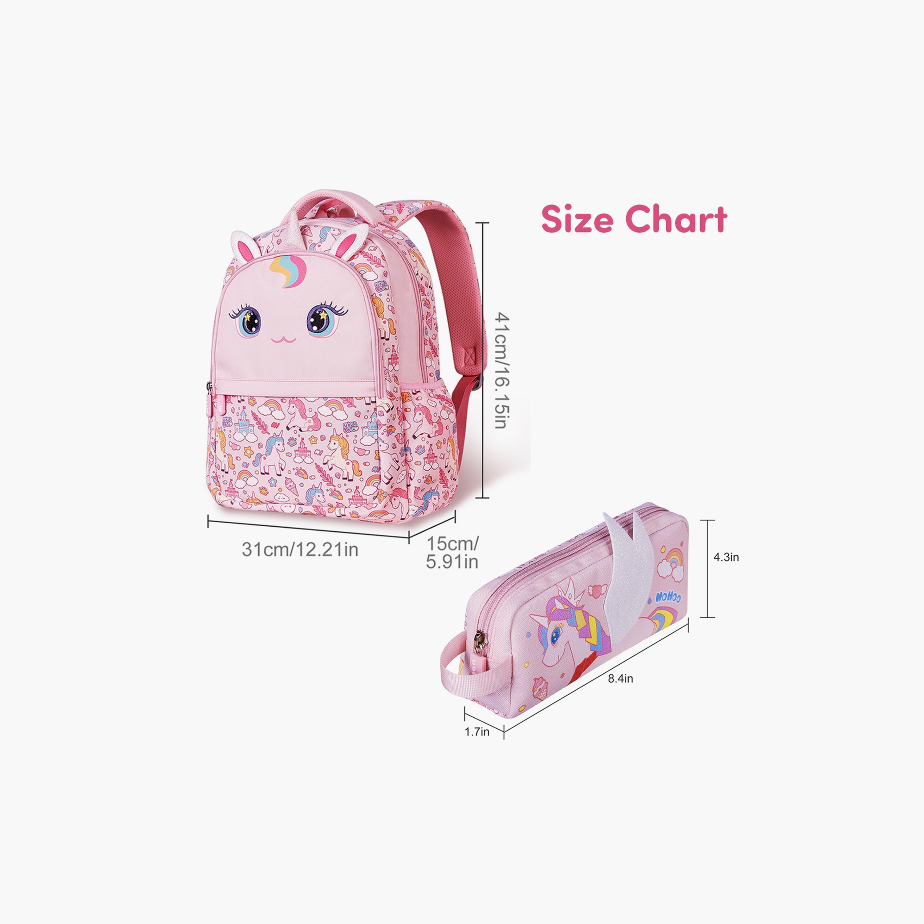 Nohoo School Bag with Pencil Case Unicorn, Pink-school-bagsandbackpacks-backpacks-image-5